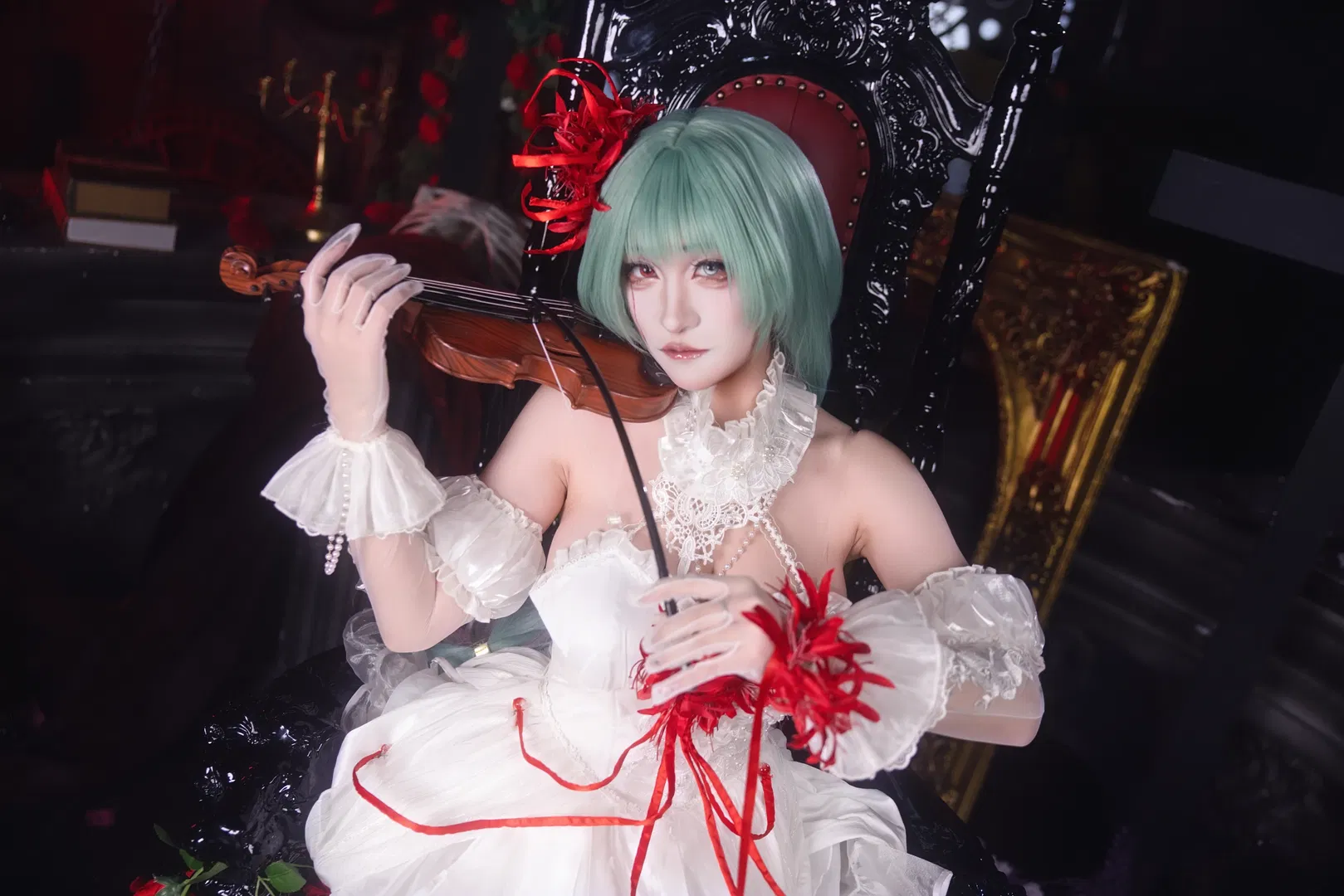 【弗洛洛cos】鸣潮 白裙与彼岸花的哥特乐章 - 第 3 张