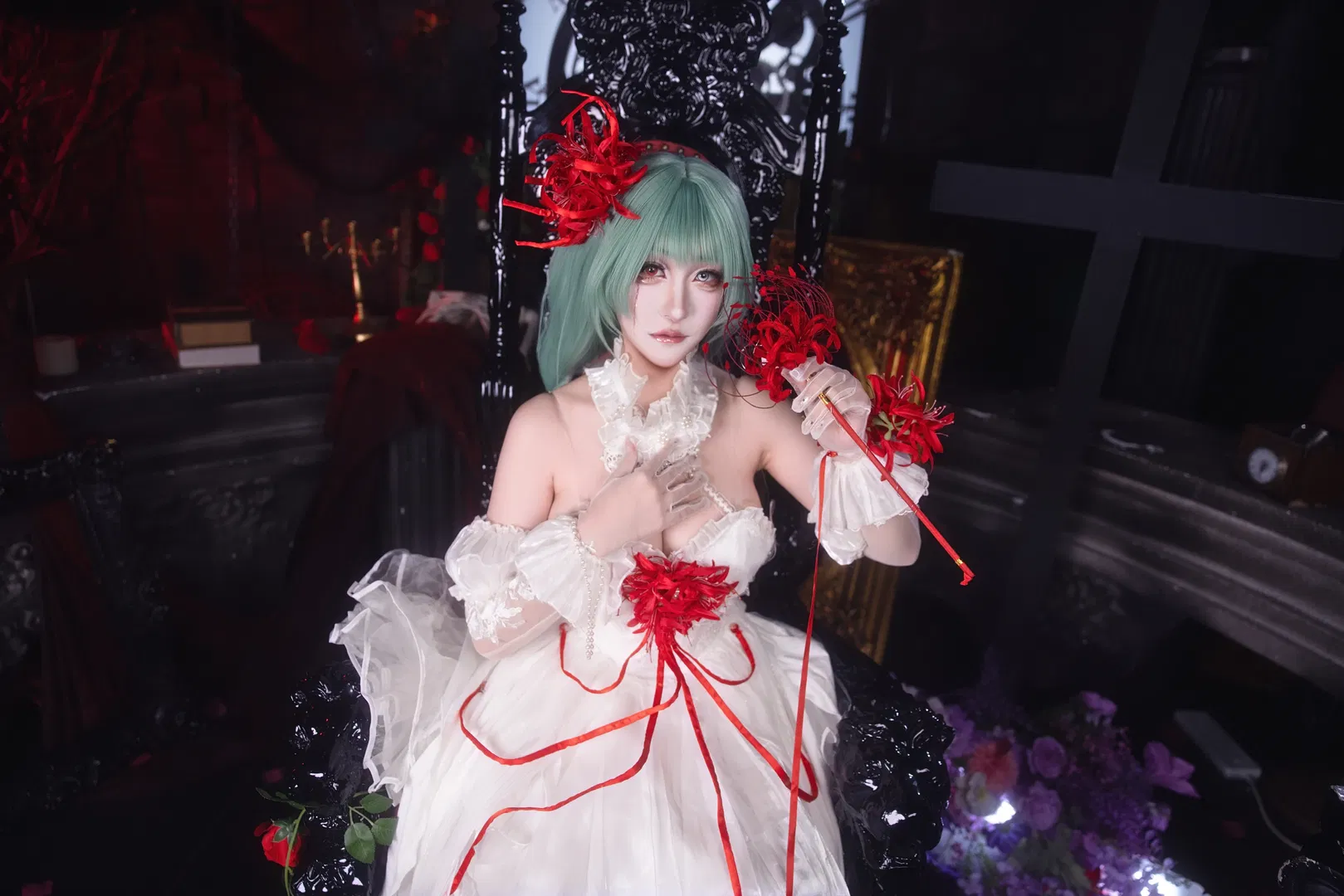 【弗洛洛cos】鸣潮暗黑哥特风，红白黑交织的古典乐章 - 第 9 张