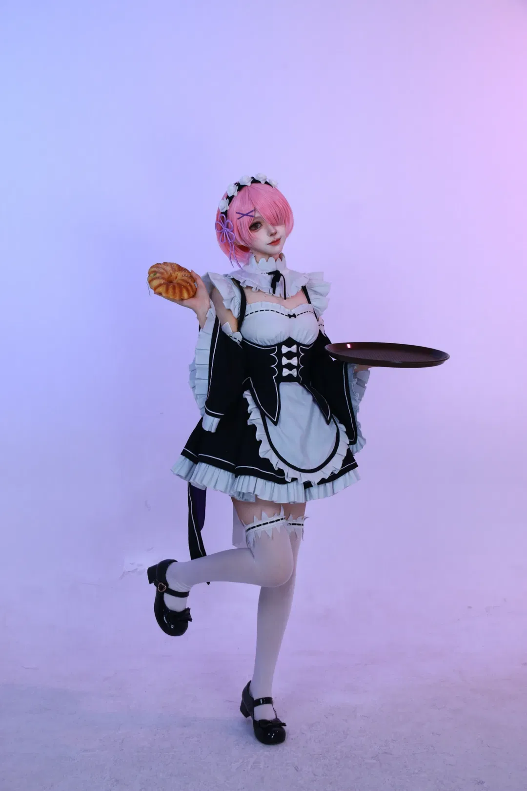【拉姆cos】從零開始的異世界生活 女僕裝白絲棚拍記錄 - 第 5 張