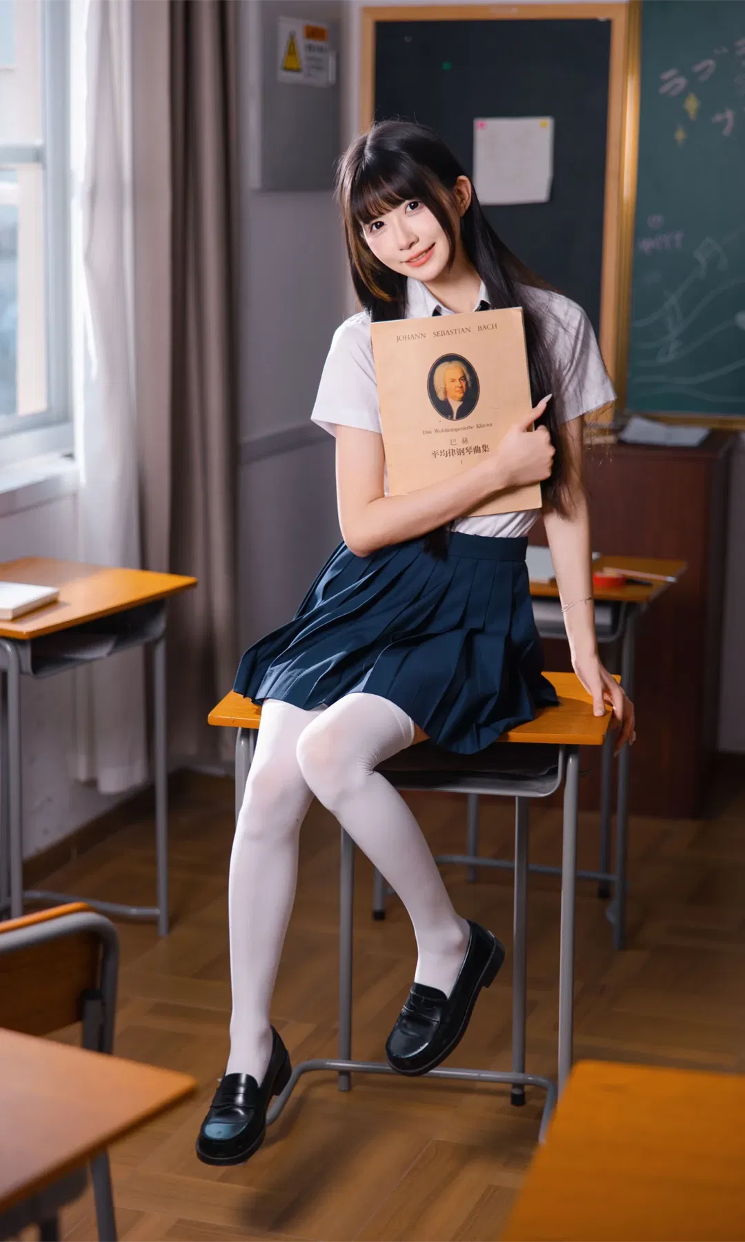 教室裡的白絲與百褶裙，滿滿的青春校園風 - 第 8 張