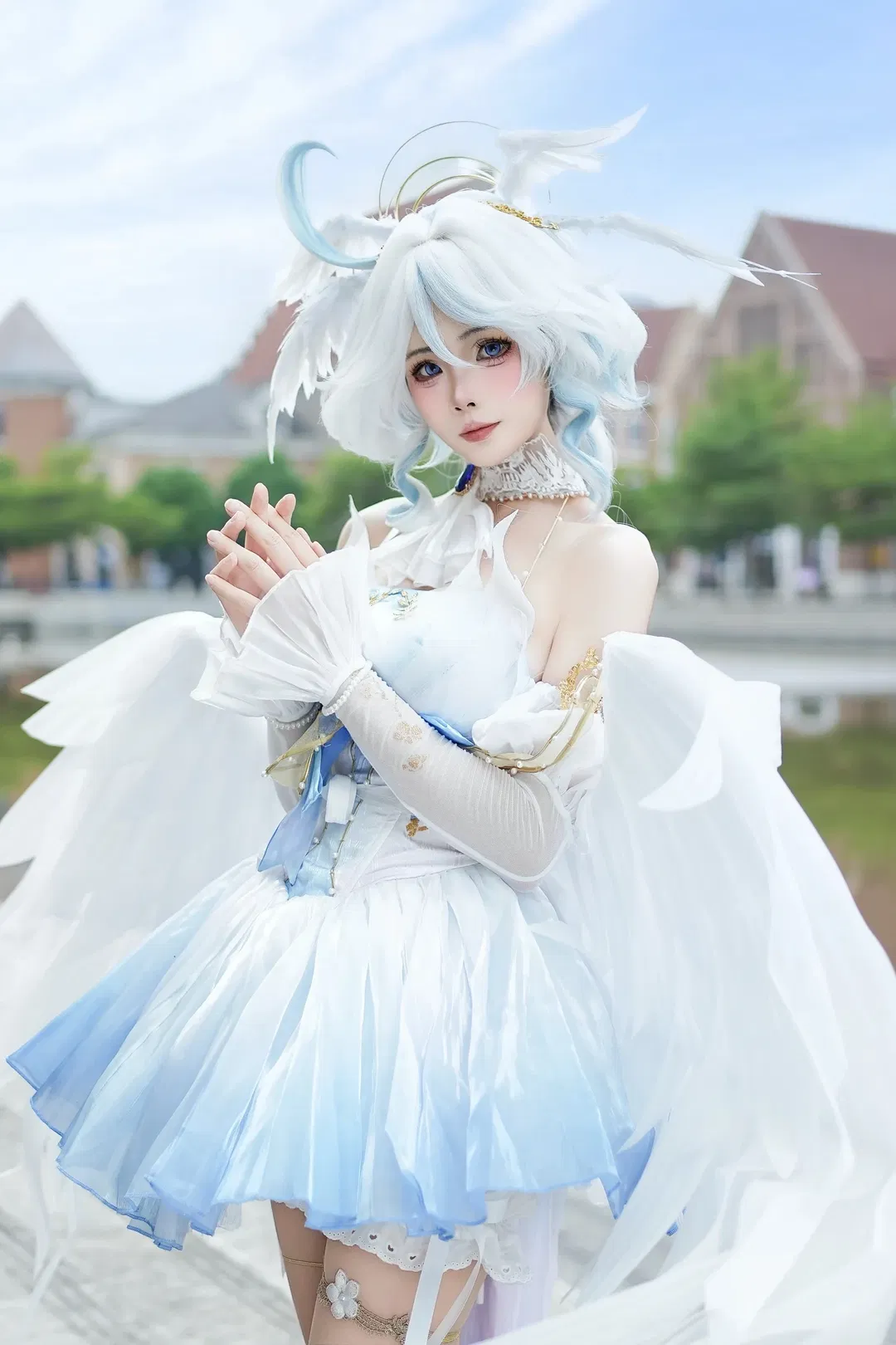 【芙宁娜cos】原神水神的蓝白梦境，还原度极高的外景正片 - 第 6 张