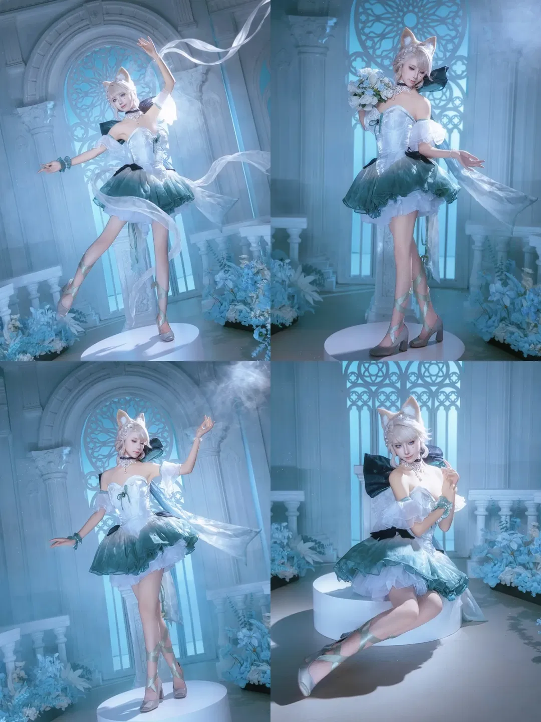 【琳妮特cos】原神铃兰圆舞曲，于蓝白花海中翩迁起舞 - 第 1 张