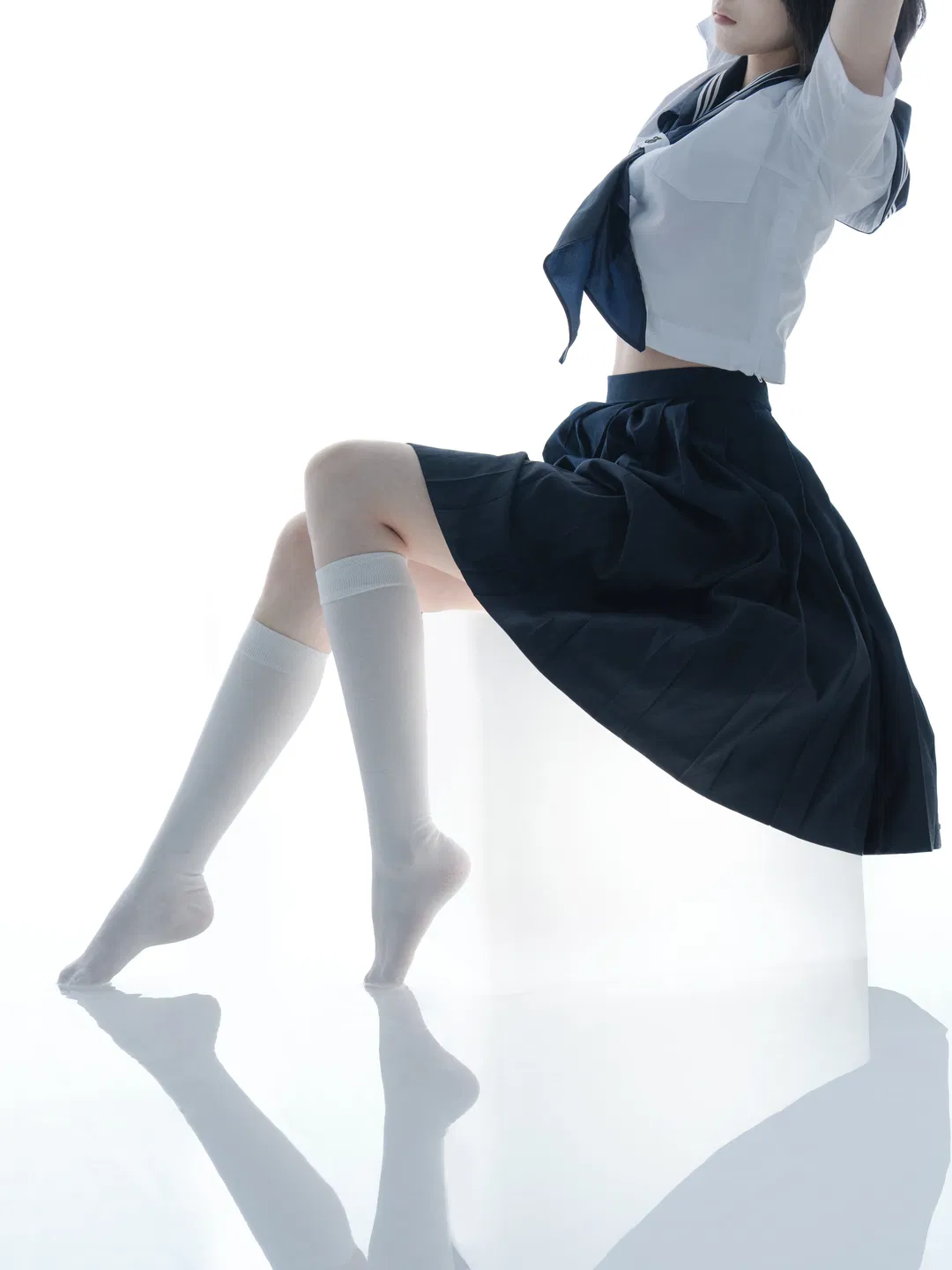 JK uniform photoshoot in a minimalist white studio - Image 3