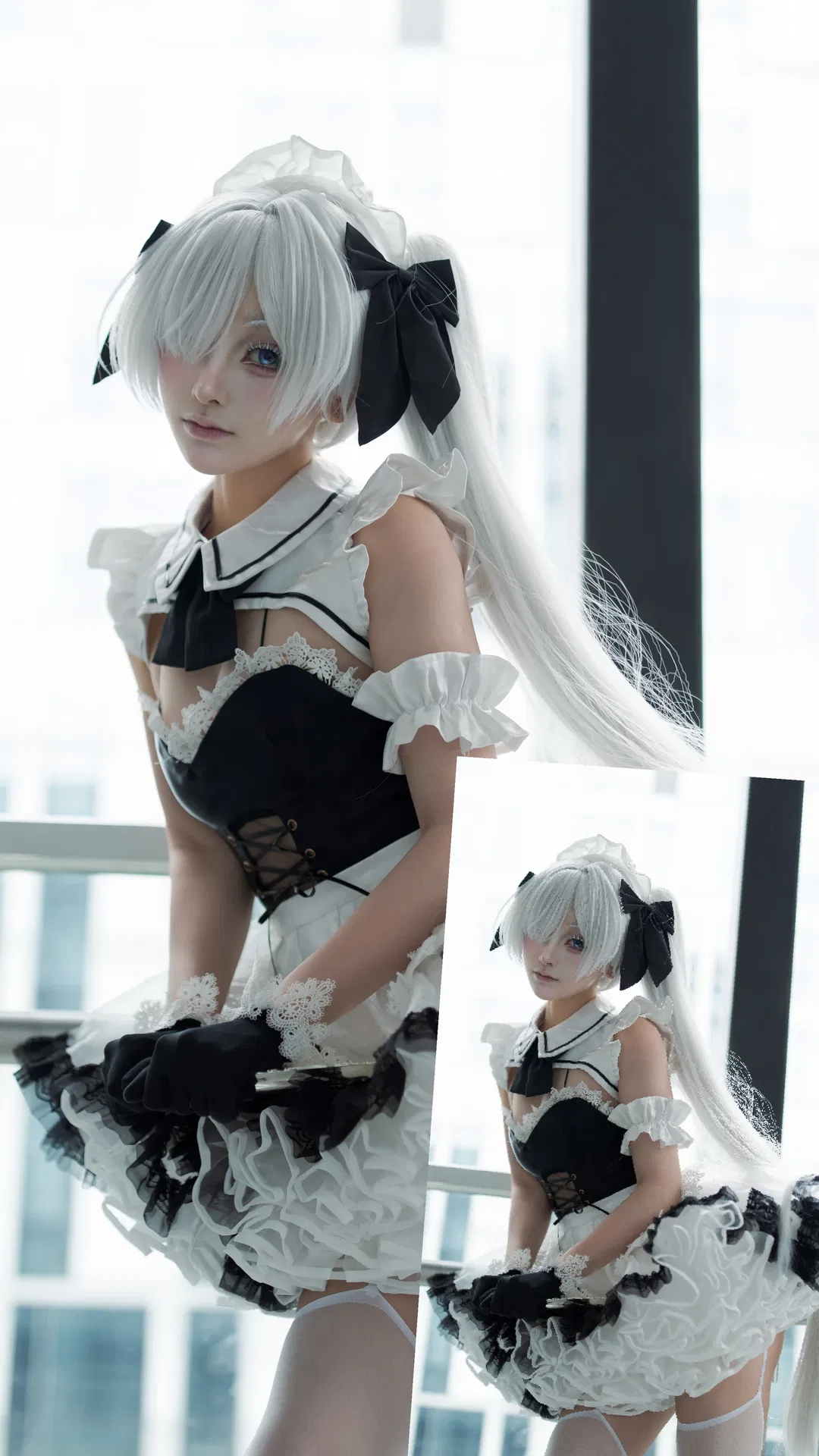【灰姑娘cos】胜利女神女仆装降临，黑白配色的极致呈现 - 第 1 张