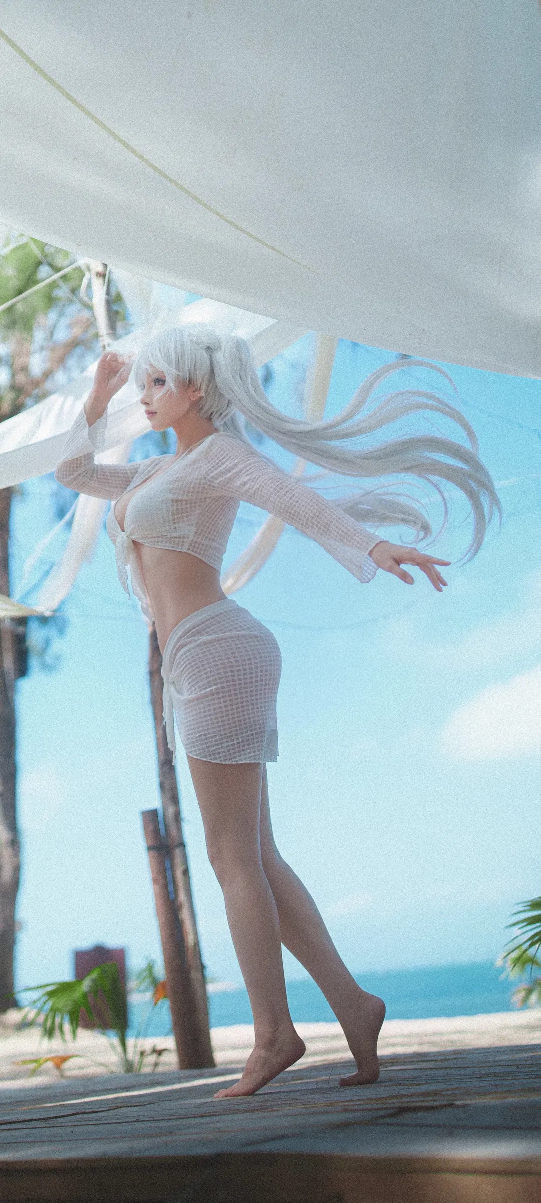 【灰姑娘cos】勝利女神的海風白紗與銀白雙馬尾 - 第 1 張