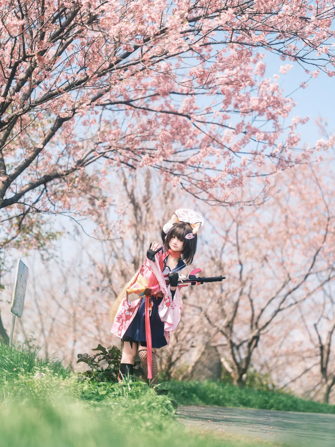 【久田泉奈cos】蔚藍檔案櫻花季的狐耳和風少女 - 第 1 張