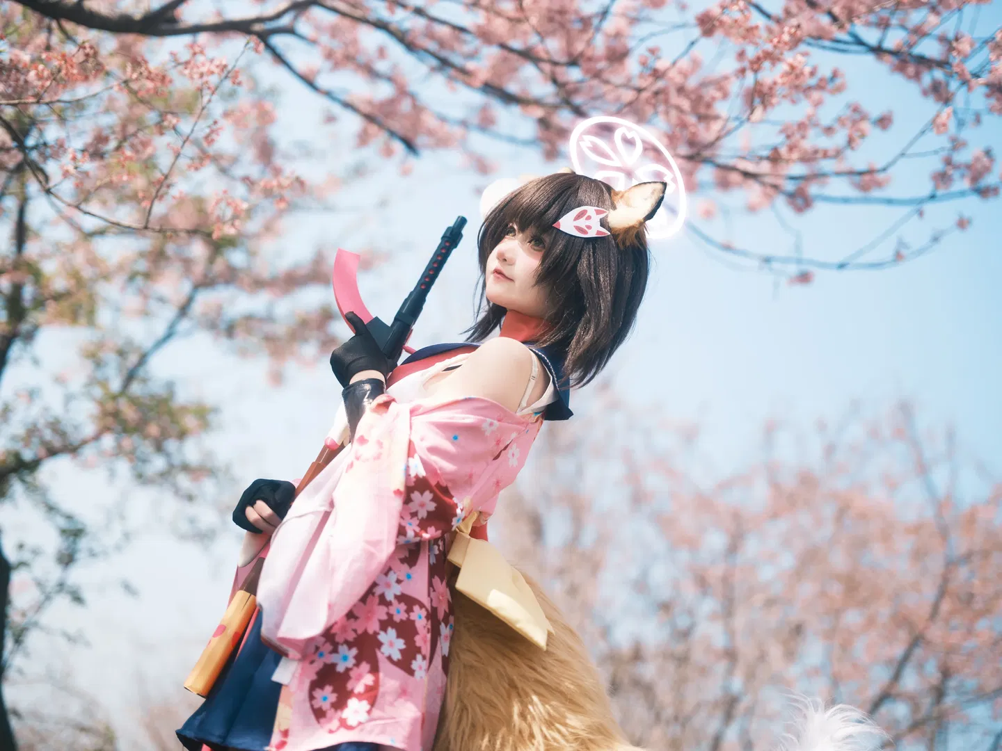 【久田泉奈cos】蔚藍檔案櫻花季的狐耳和風少女 - 第 6 張