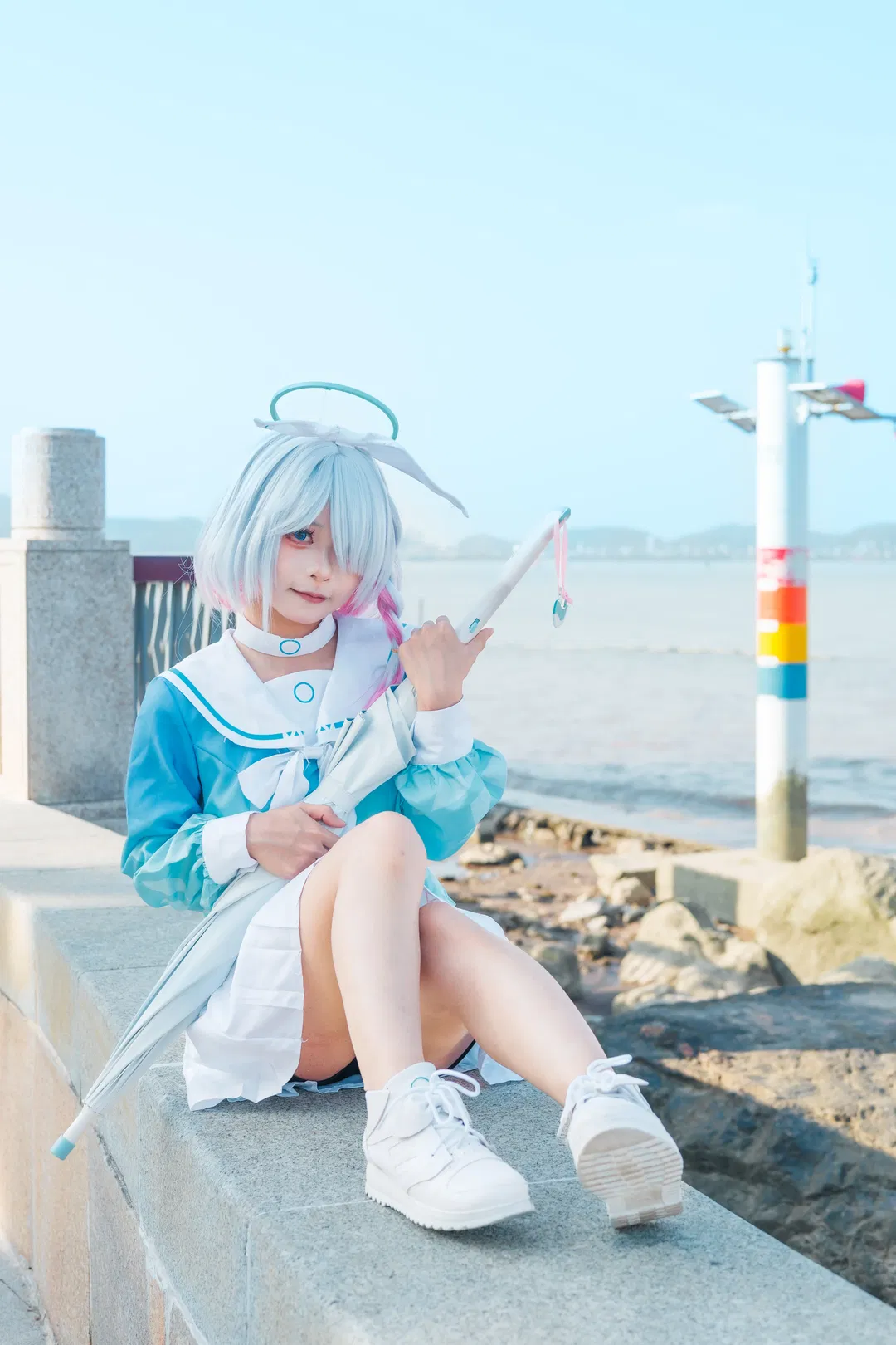 【阿羅娜cos】南沙海邊捕捉蔚藍檔案的藍色光影 - 第 2 張