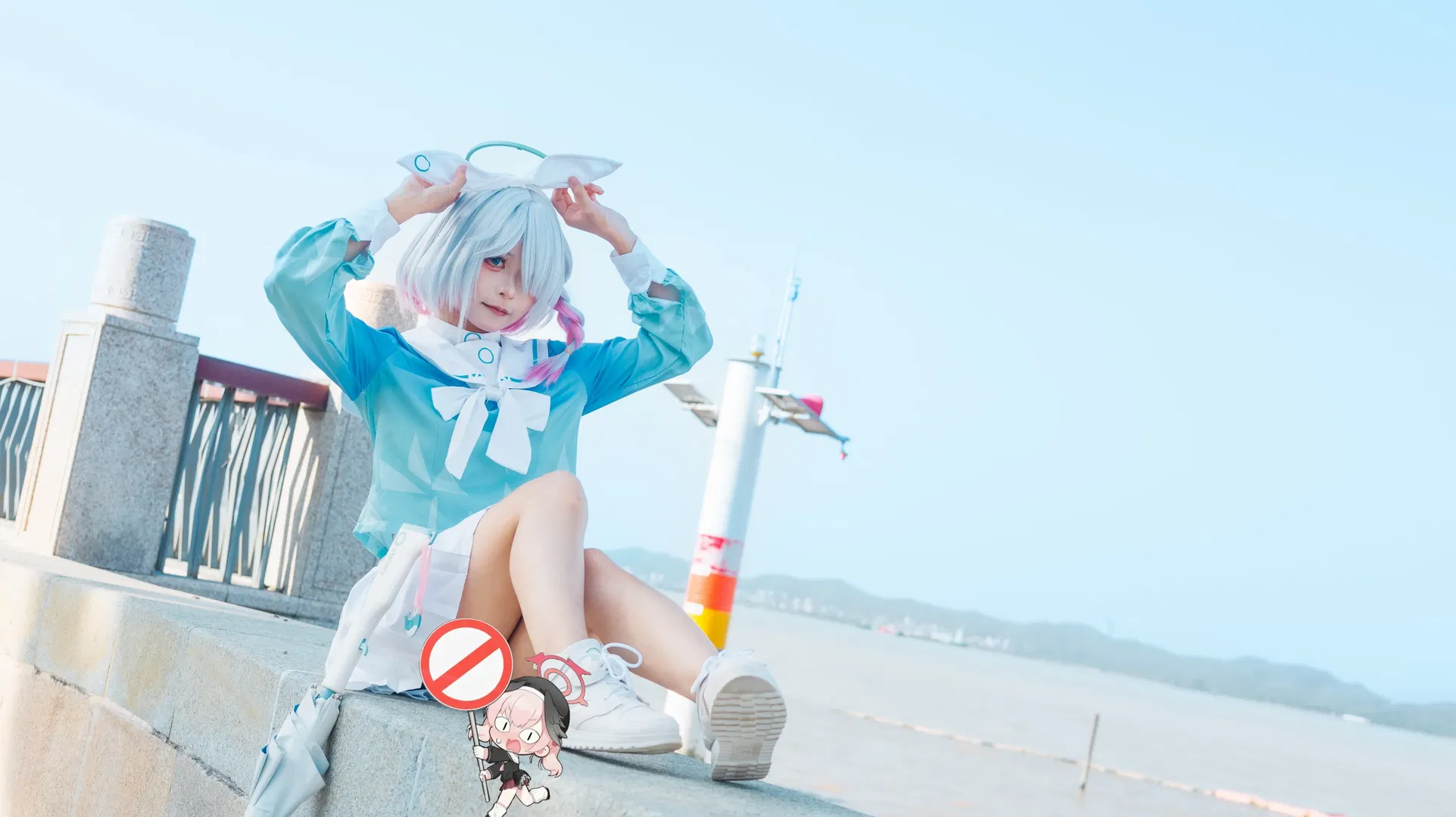 【阿羅娜cos】南沙海邊捕捉蔚藍檔案的藍色光影 - 第 3 張