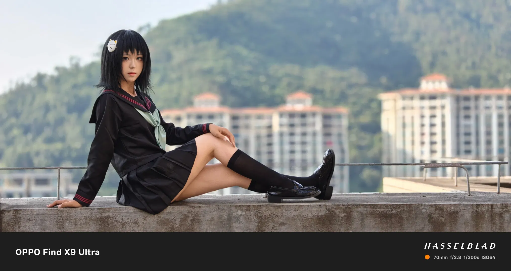 天台上的黑水手服少女：手機哈蘇人像實拍 - 第 2 張