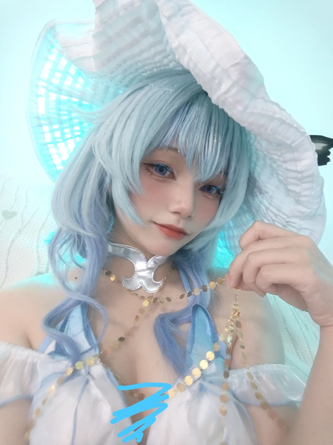 【守岸人cos】蓝白泳装造型，细节拉满的夏日清凉 - 第 1 张
