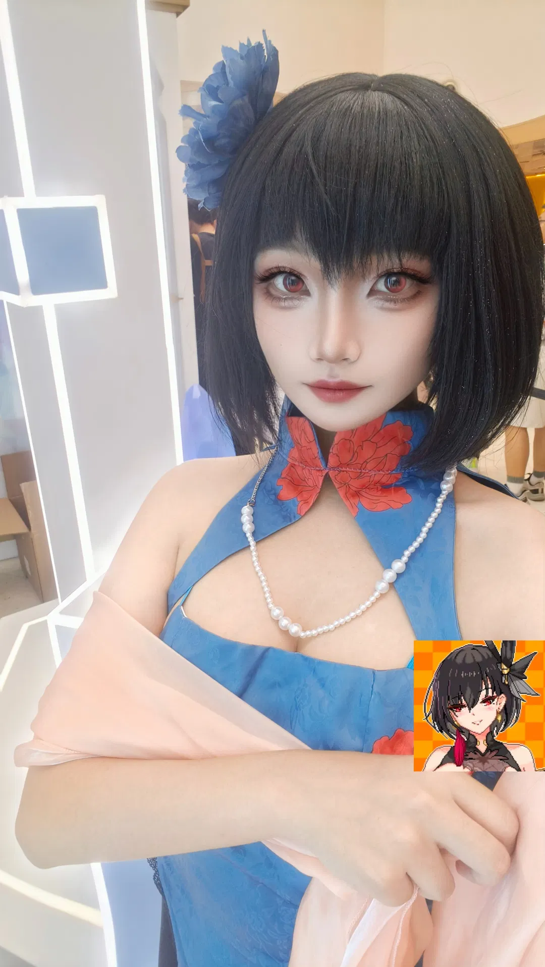 【建武cos】碧蓝航线2026港区盛夏清凉节，蓝色旗袍与珍珠项链的碰撞 - 第 1 张