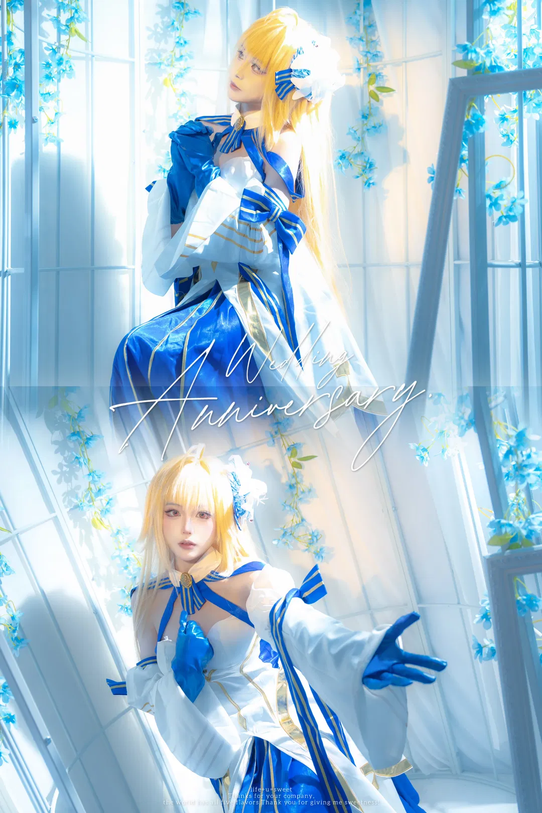 【爱尔奎特cos】蓝白裙装与古典乐器的白棚记录 - 第 3 张