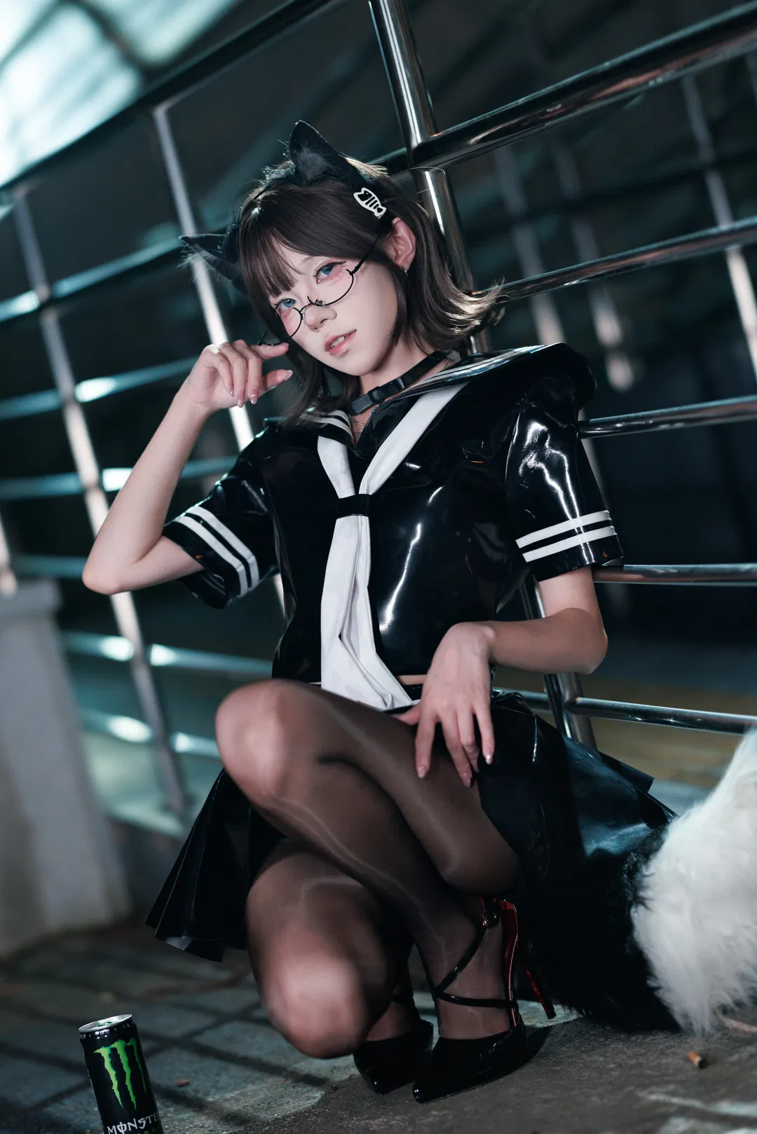 外环路漆皮JK制服夜景人像 - 第 13 张