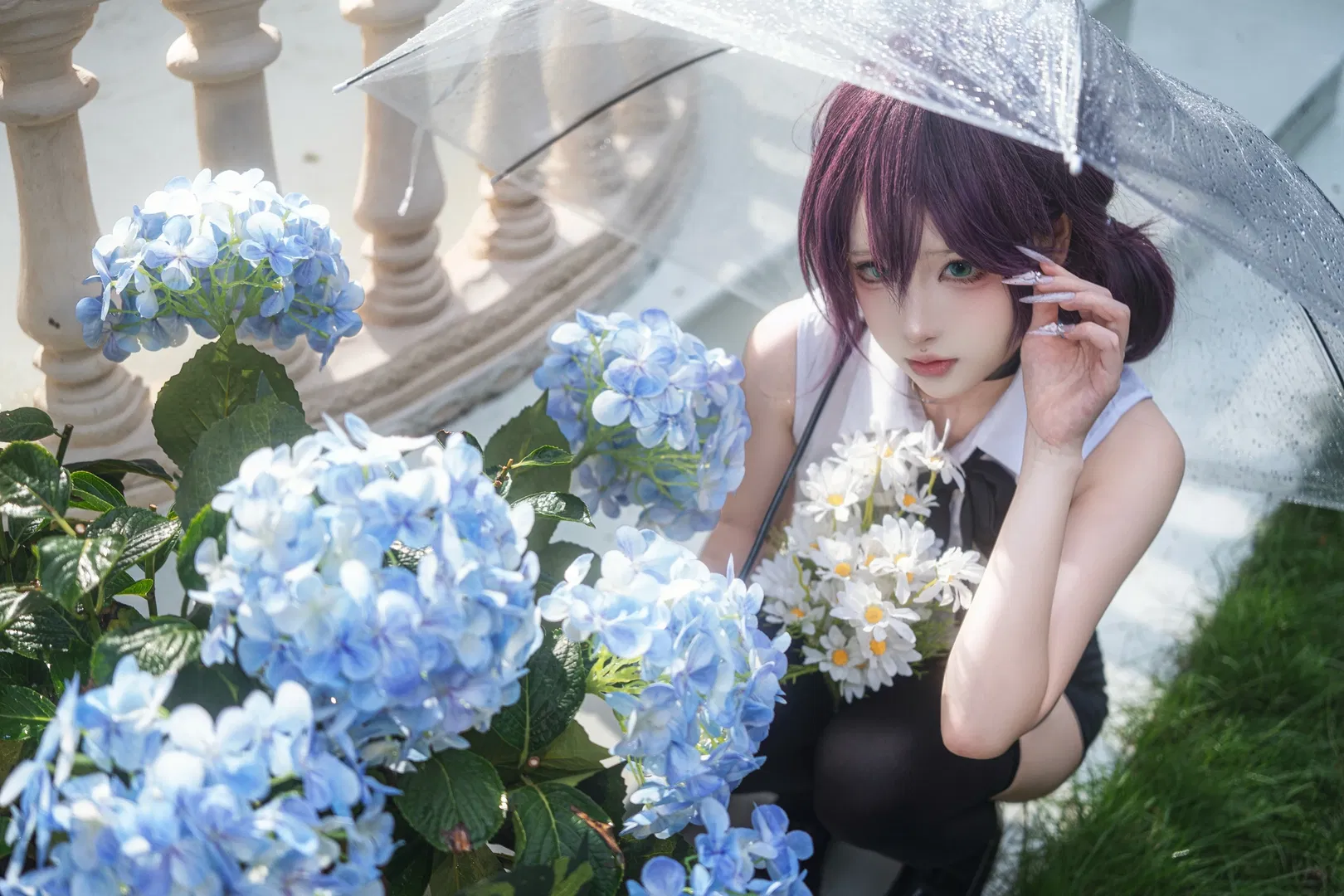 【蕾塞cos】电锯人里的紫发少女与绣球花 - 第 2 张