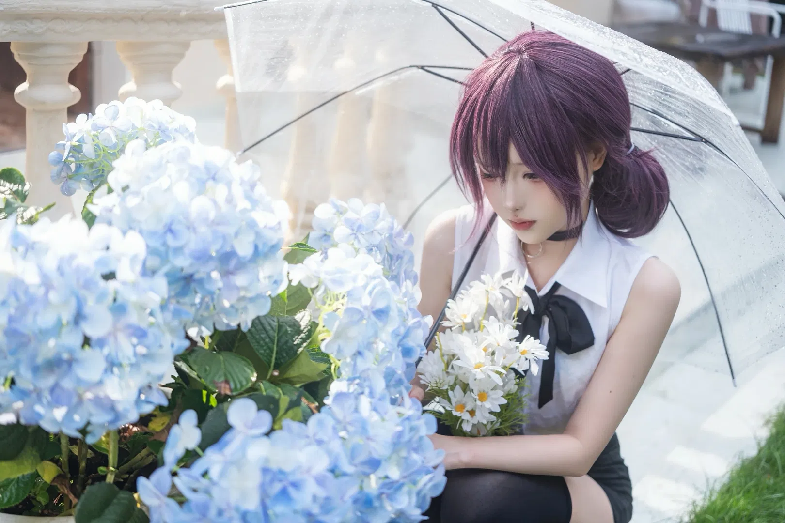 【蕾塞cos】电锯人里的紫发少女与绣球花 - 第 3 张