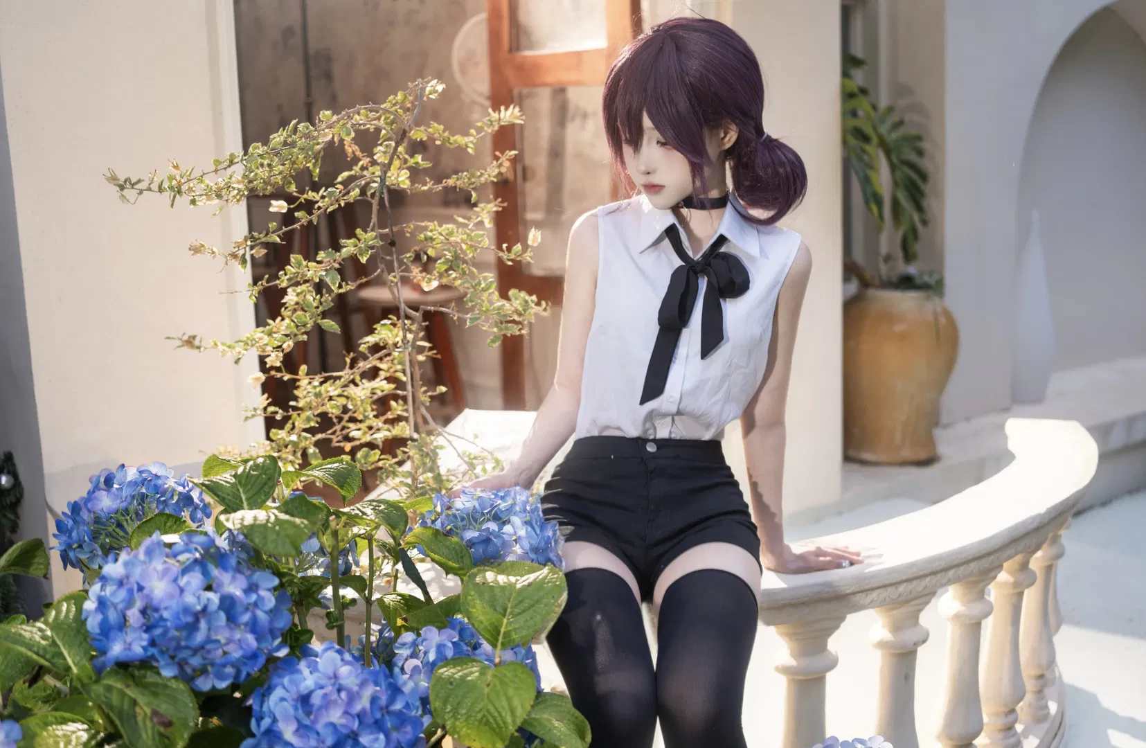 【蕾塞cos】电锯人里的紫发少女与绣球花 - 第 8 张