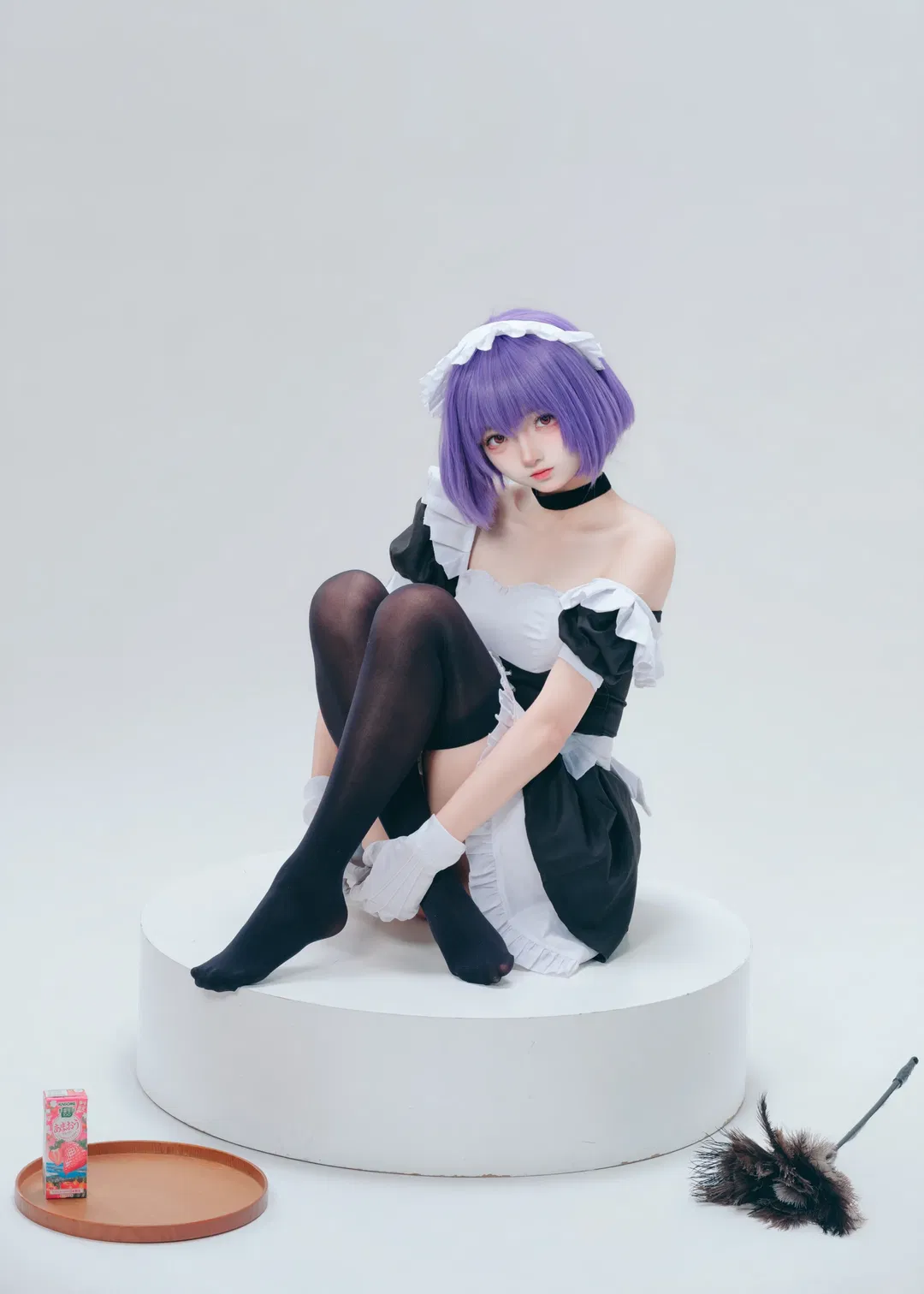 【枫与铃cos】紫发红瞳与黑白女仆装的棚拍记录 - 第 3 张
