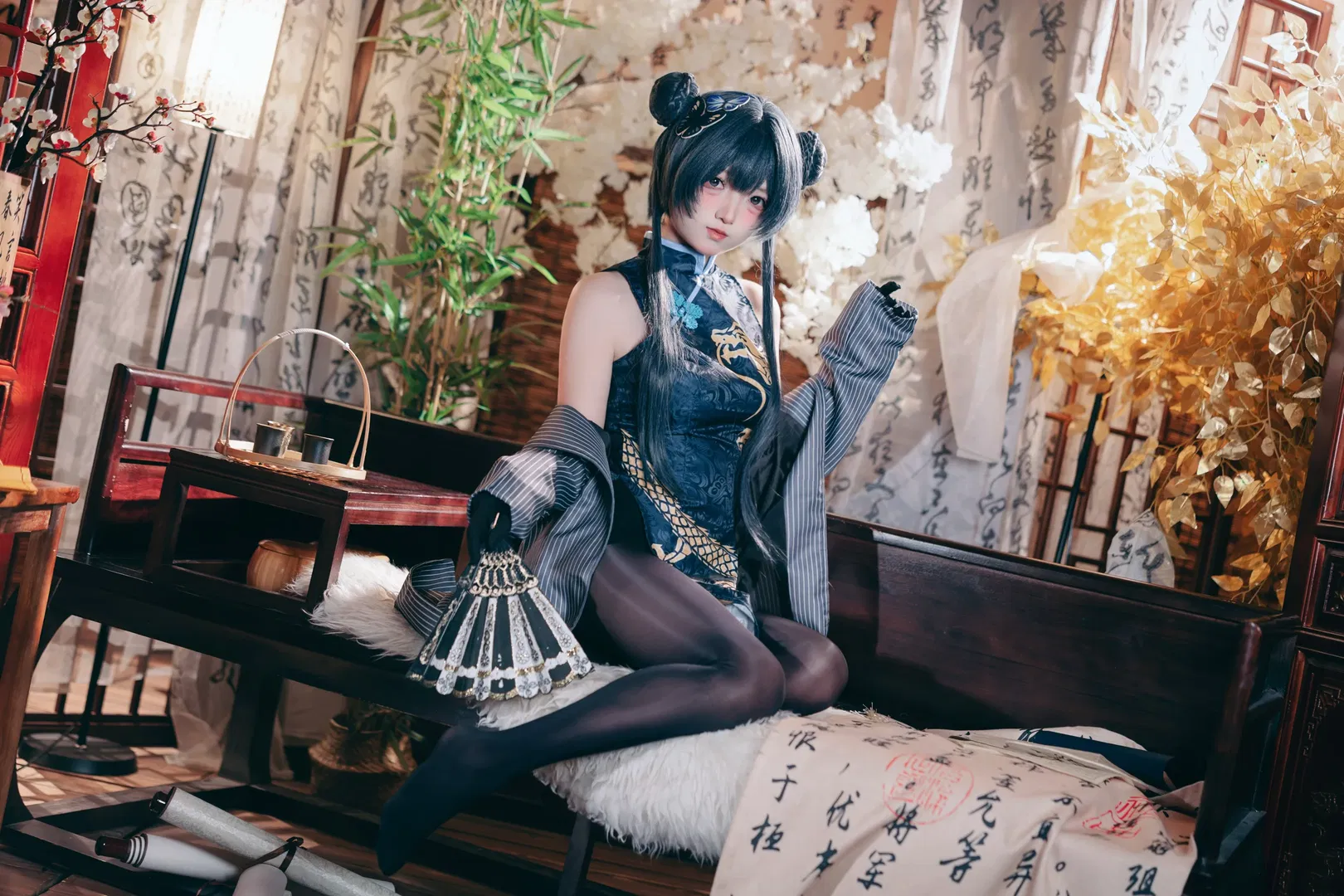 【妃咲cos】碧蓝航线门主驾到，旗袍与黑丝的国风碰撞 - 第 5 张