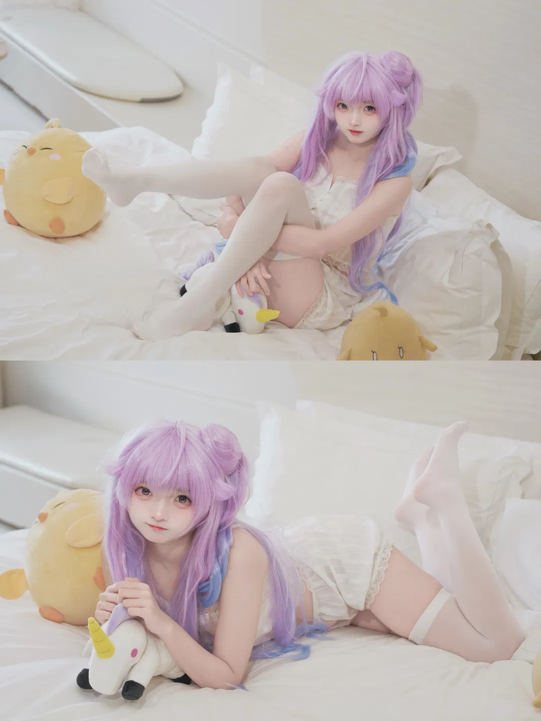【独角兽cos】碧蓝航线里的宅家白丝睡衣时刻 - 第 1 张