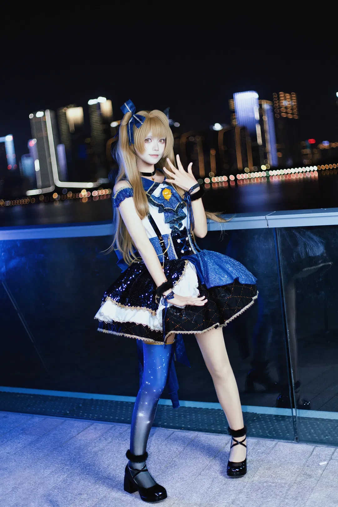 【南小鸟cos】Lovelive 夜空下的蓝黑打歌服 - 第 1 张