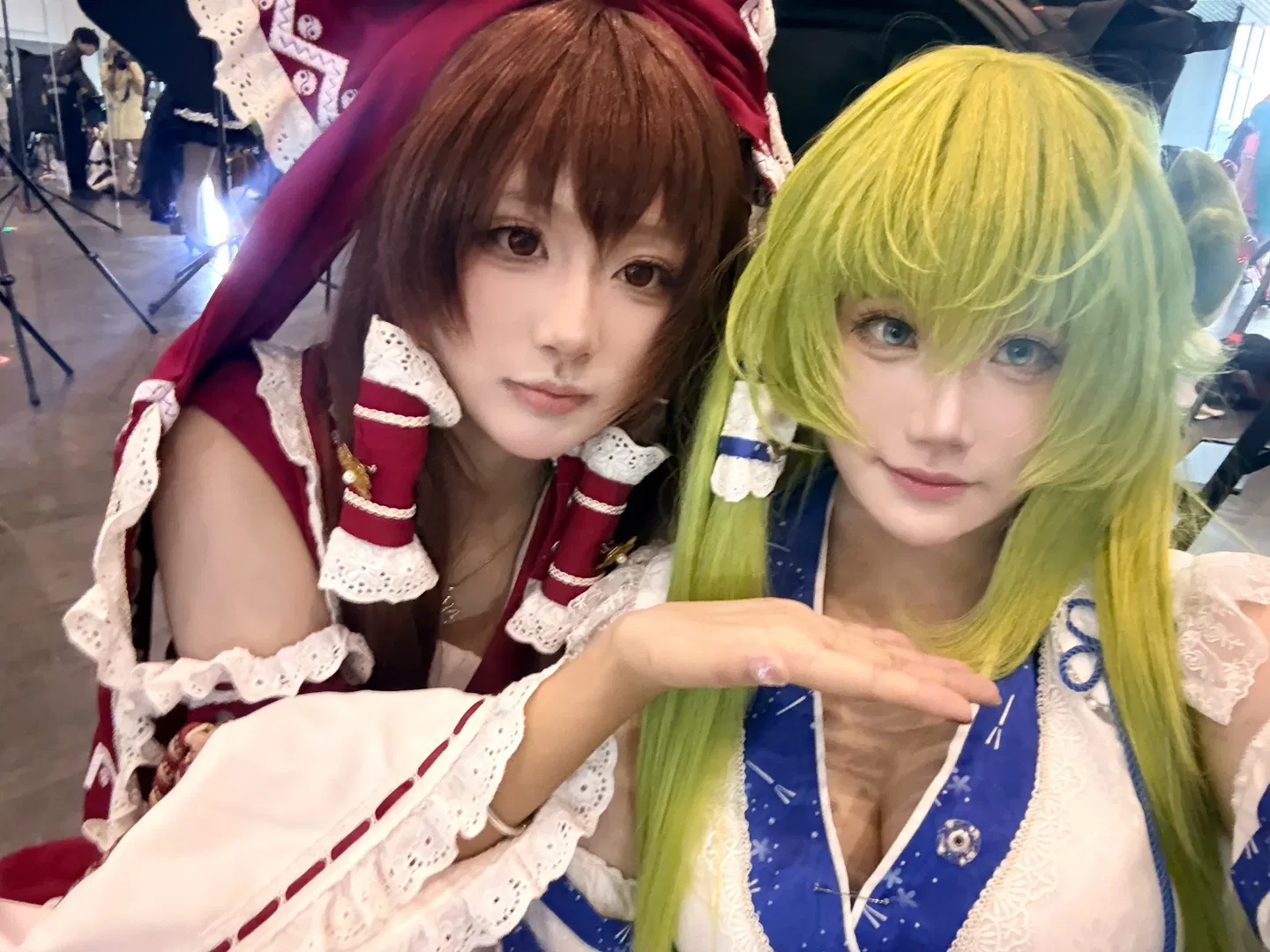 【东风谷早苗cos】东方Project世界线漫展，绿发白丝元气集邮 - 第 4 张