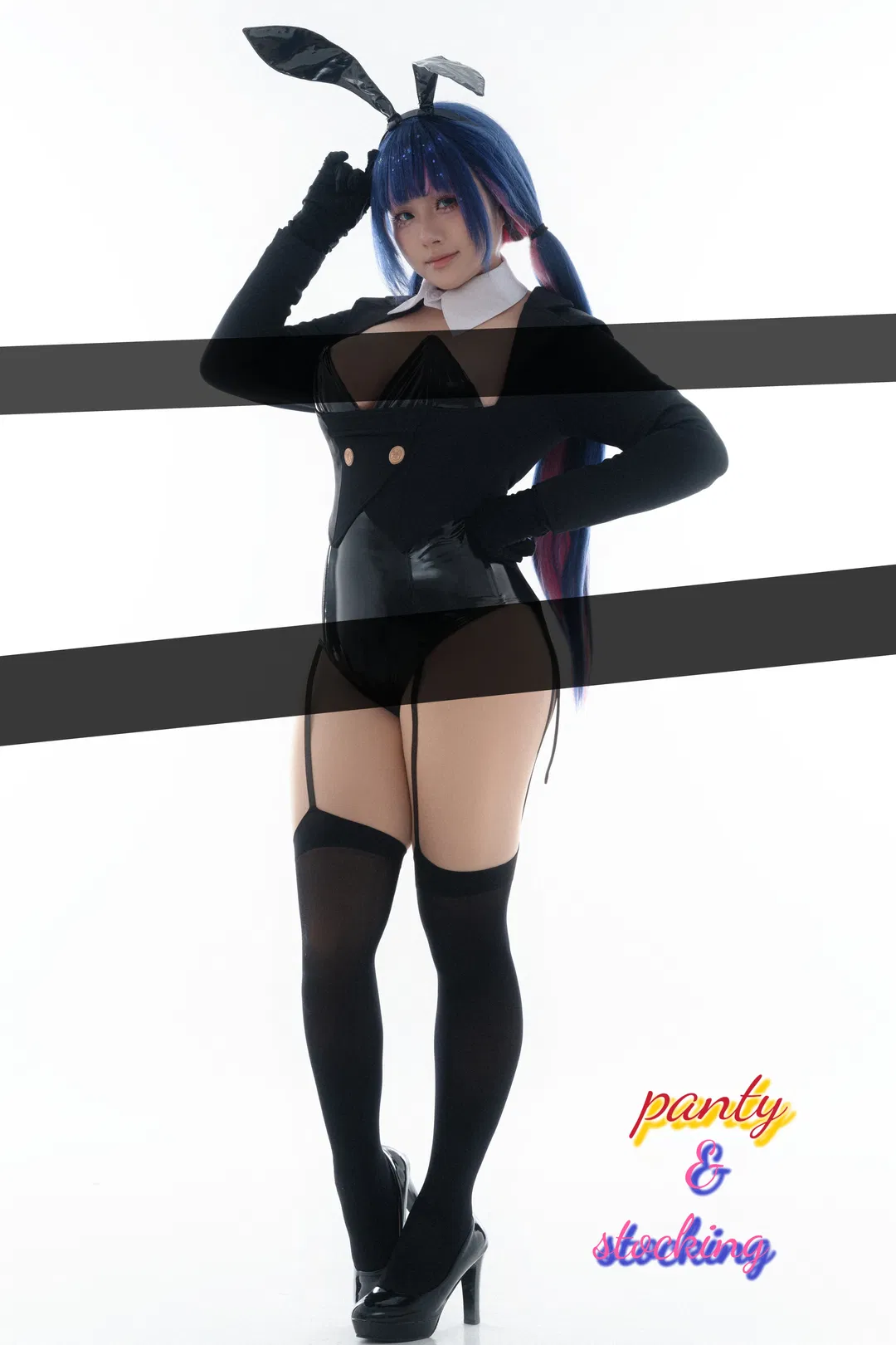 【stocking cos】吊带袜天使 经典黑兔女郎动作参考 - 第 1 张