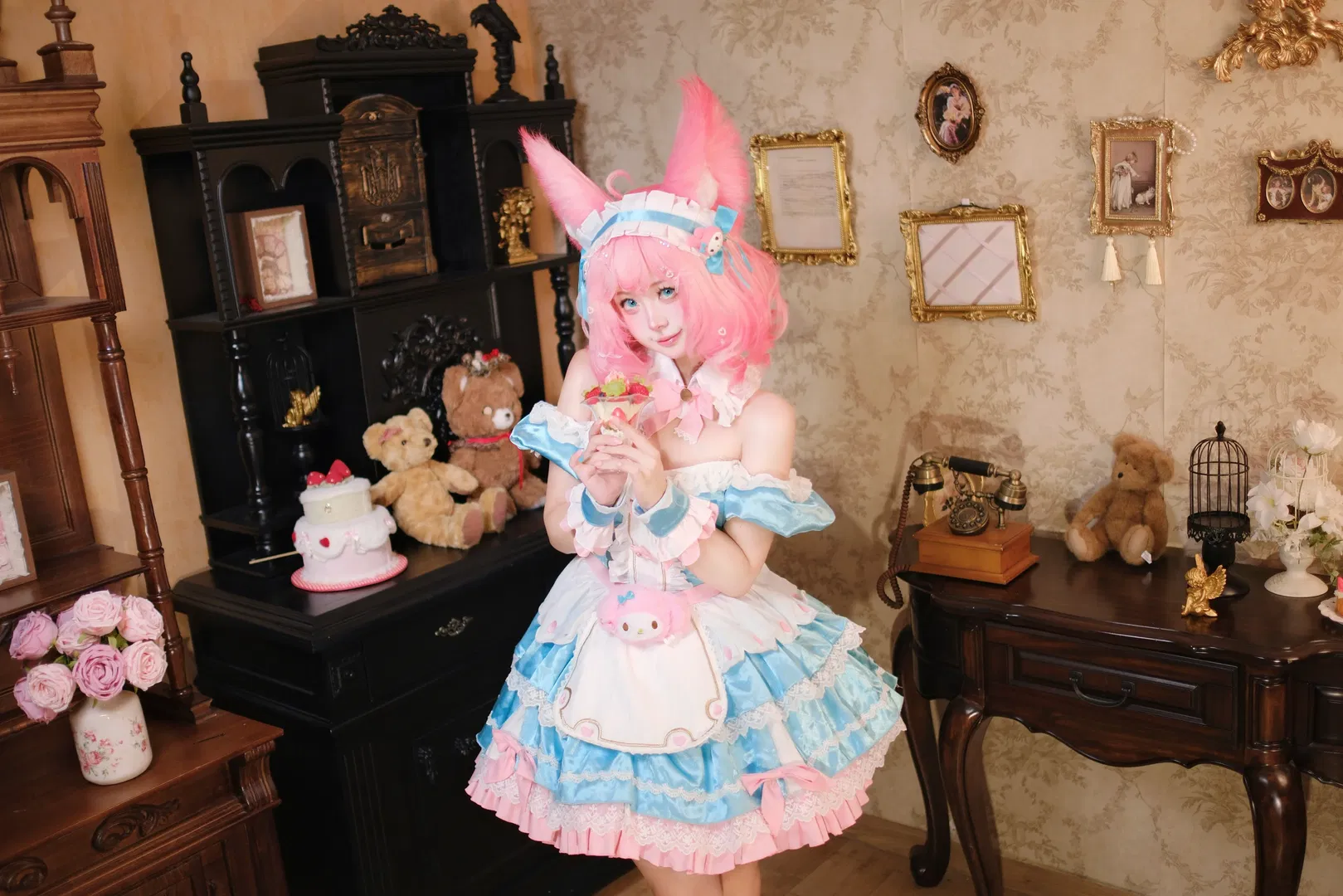 【美樂蒂妲己cos】王者榮耀粉色甜心降臨復古莊園 - 第 4 張