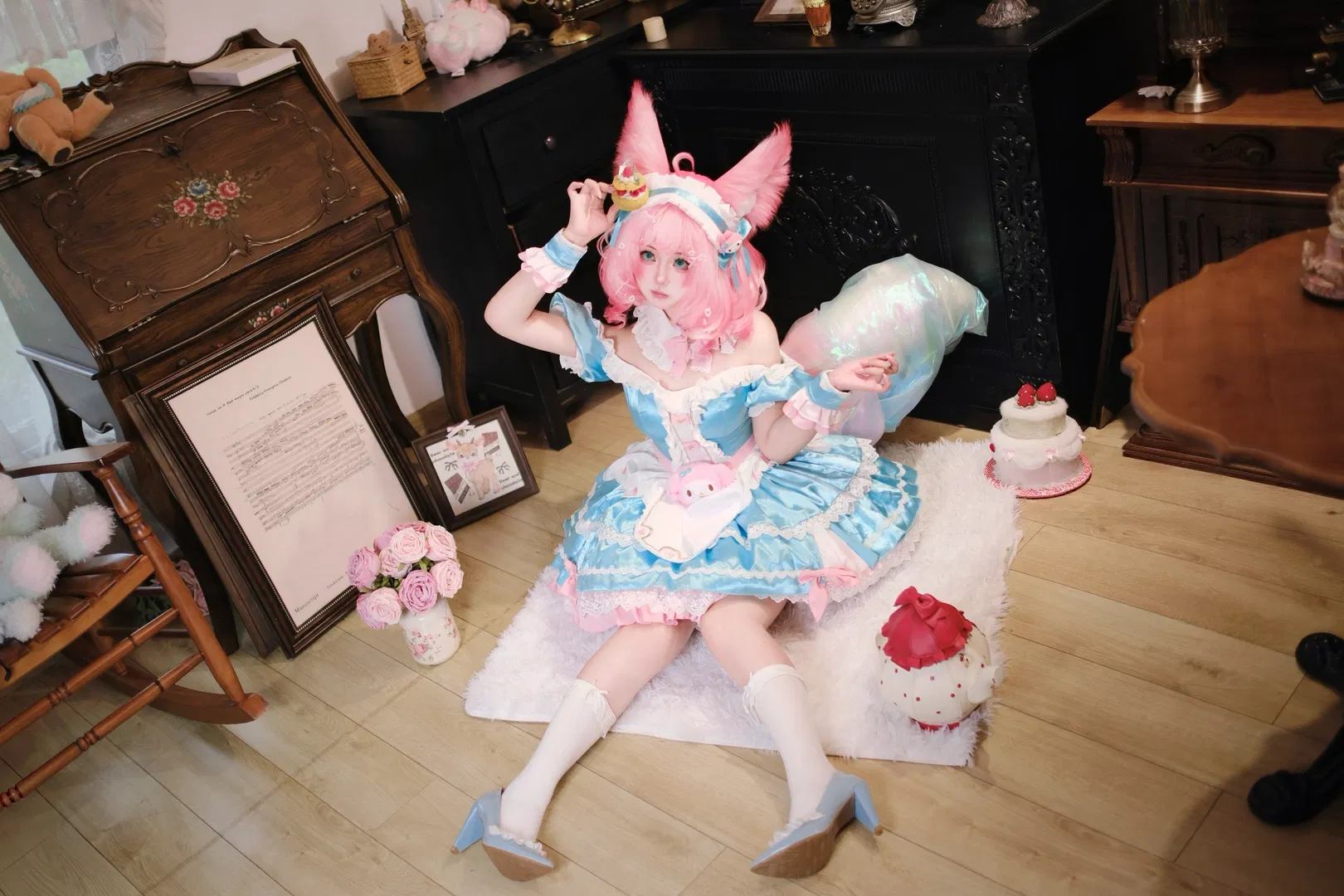 【美樂蒂妲己cos】王者榮耀粉色甜心降臨復古莊園 - 第 5 張