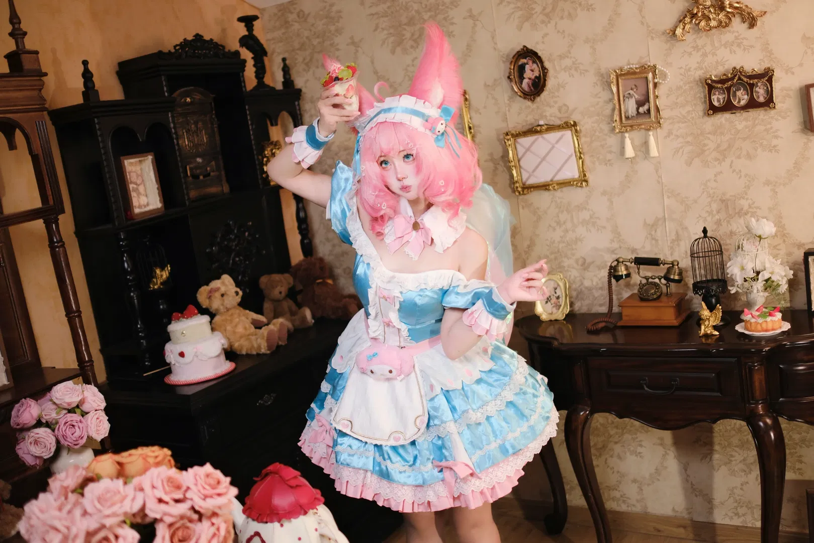 【美樂蒂妲己cos】王者榮耀粉色甜心降臨復古莊園 - 第 9 張