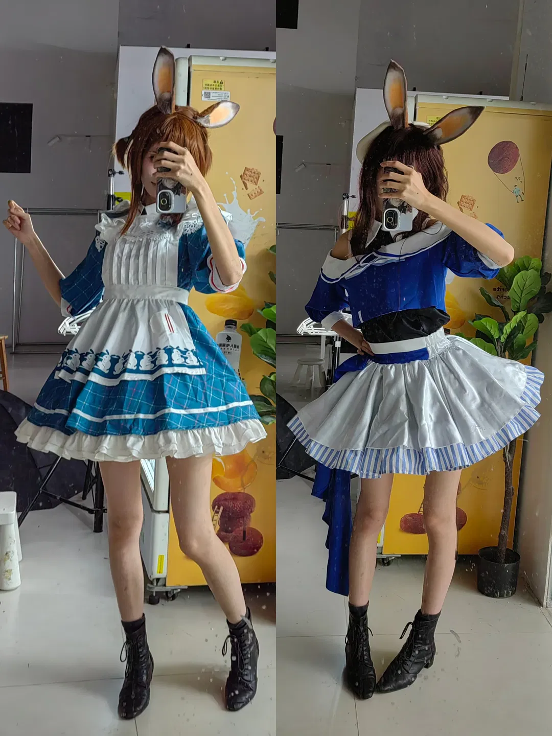 阿米婭cos 明日方舟 兔耳水手服與格紋裙試衣 - 第 1 張