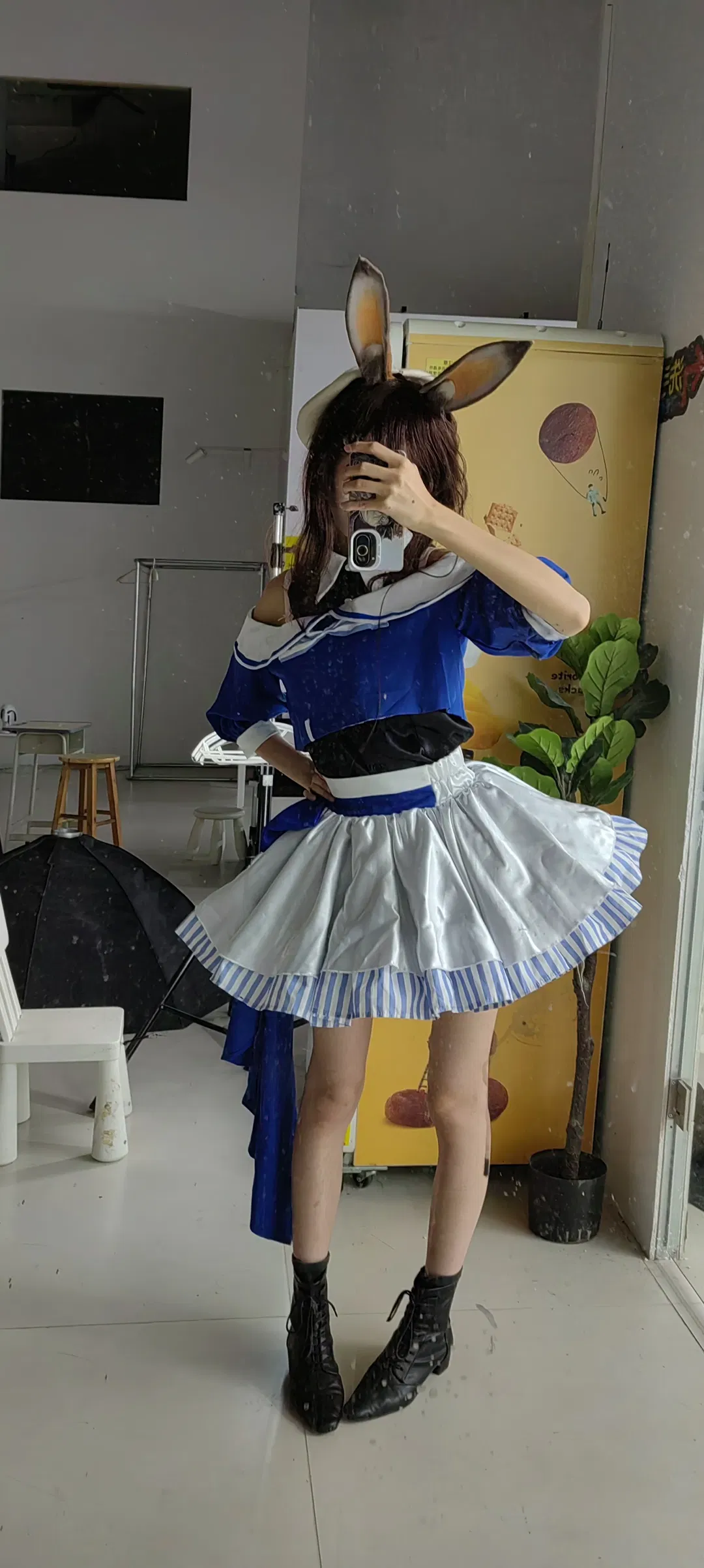 阿米婭cos 明日方舟 兔耳水手服與格紋裙試衣 - 第 2 張