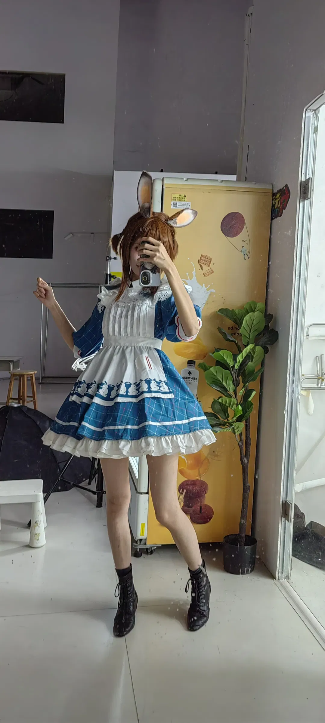 阿米婭cos 明日方舟 兔耳水手服與格紋裙試衣 - 第 3 張