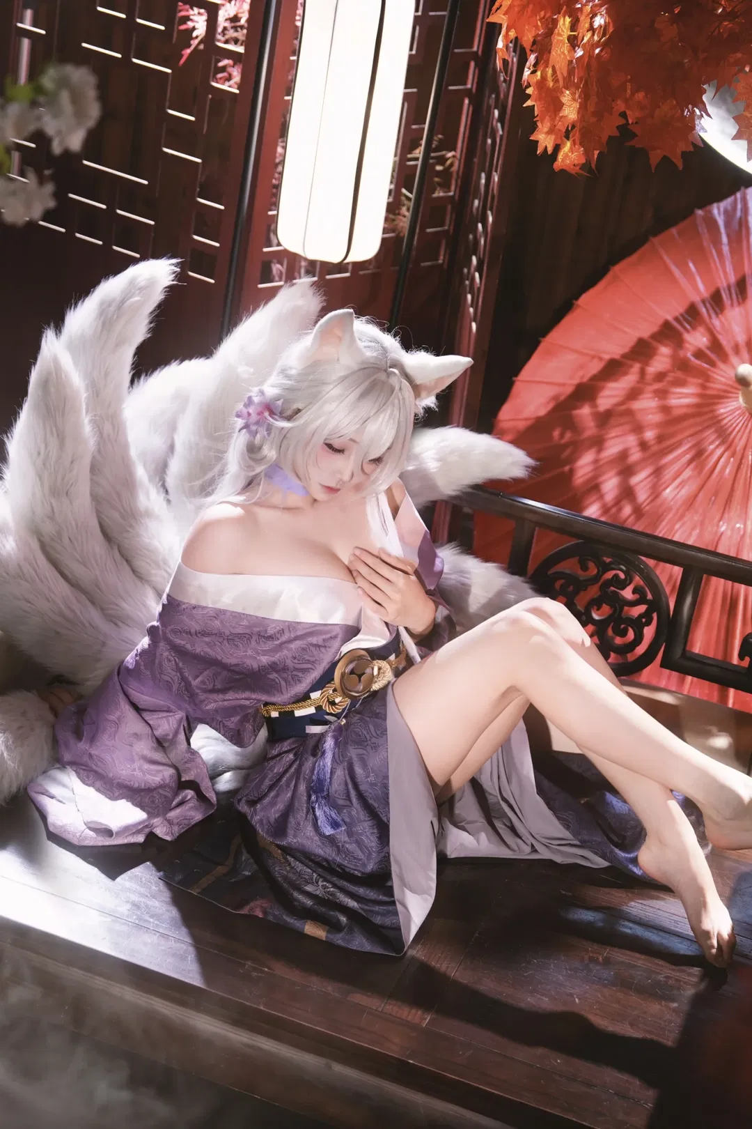 【白凤cos】紫白和风晴雨狐嫁，这套狐妖装扮太温柔了 - 第 1 张