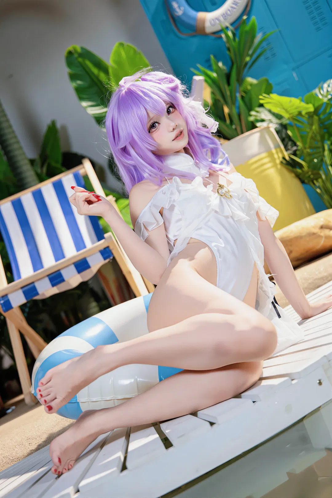 【独角兽cos】碧蓝航线夏日泳装，阳光沙滩的慵懒时光 - 第 1 张