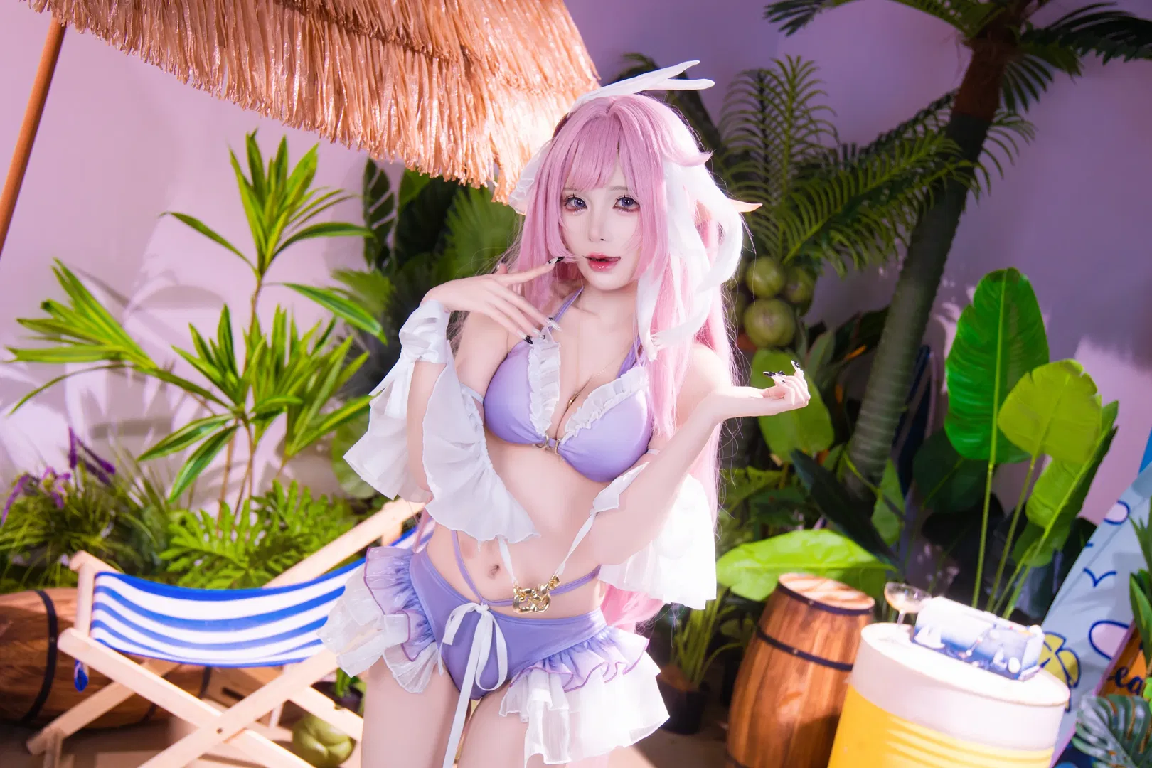 【爱莉希雅cos】崩坏三夏日海滩的甜美放送 - 第 1 张