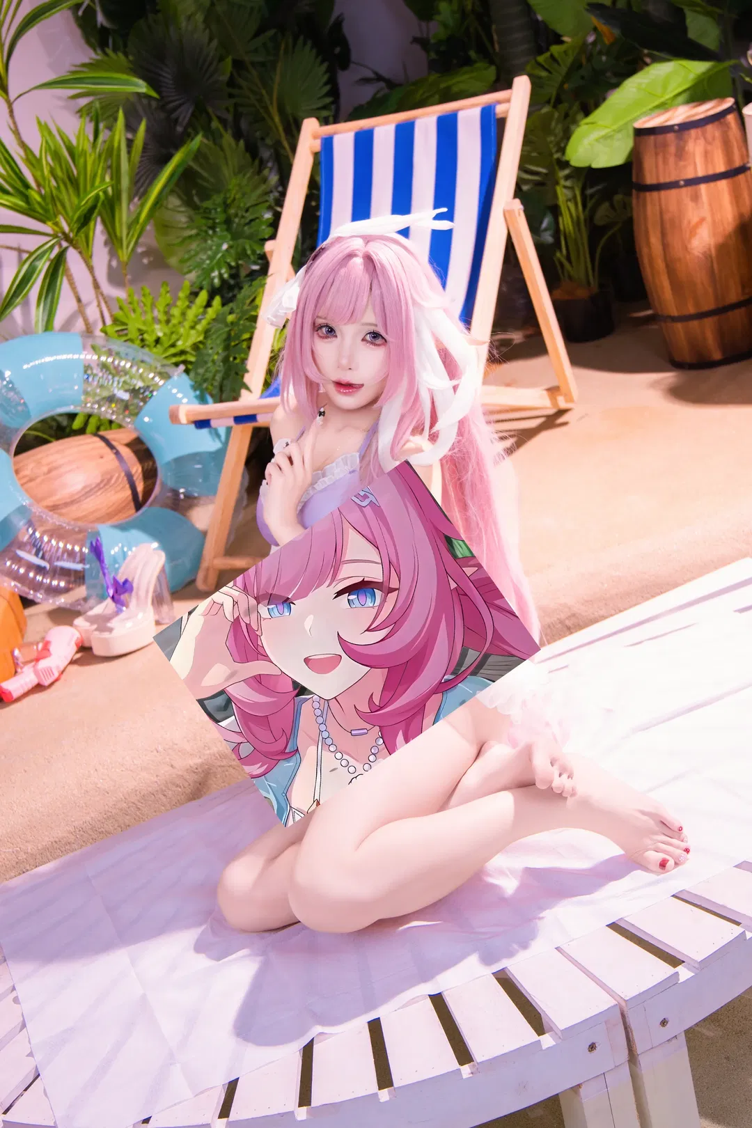 【爱莉希雅cos】崩坏三夏日海滩的甜美放送 - 第 2 张