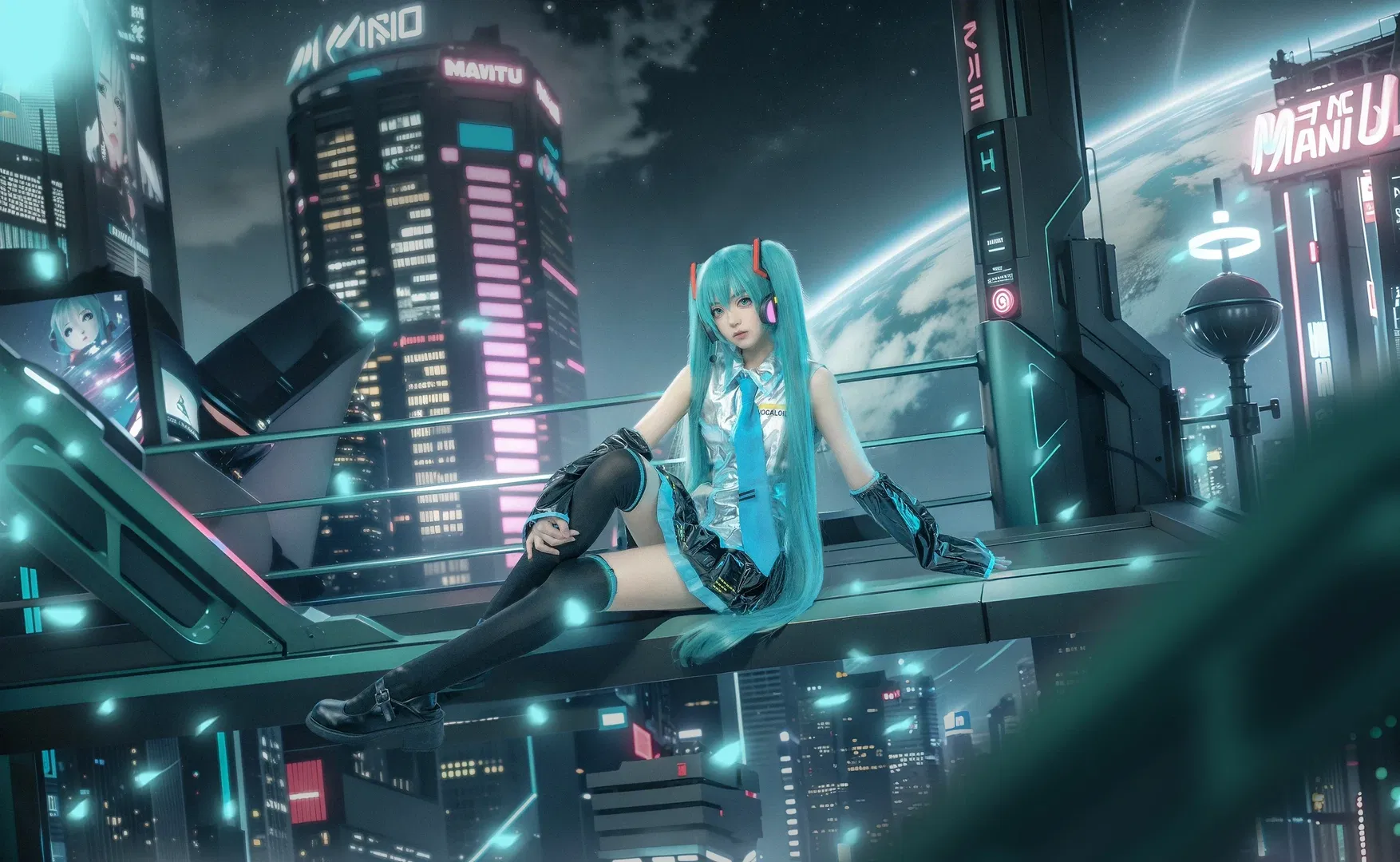 【初音未来cos】赛博朋克未来世界的蓝色双马尾 - 第 2 张