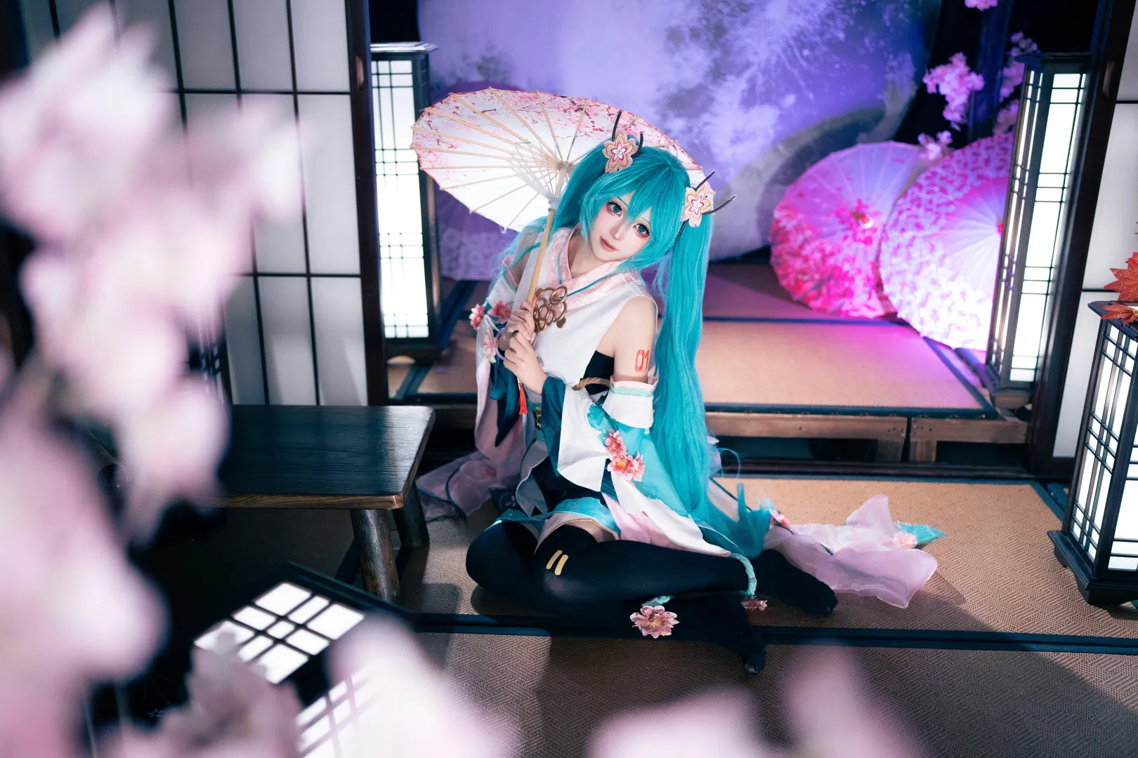 【初音未来cos】和风樱花下的青色双马尾 - 第 4 张