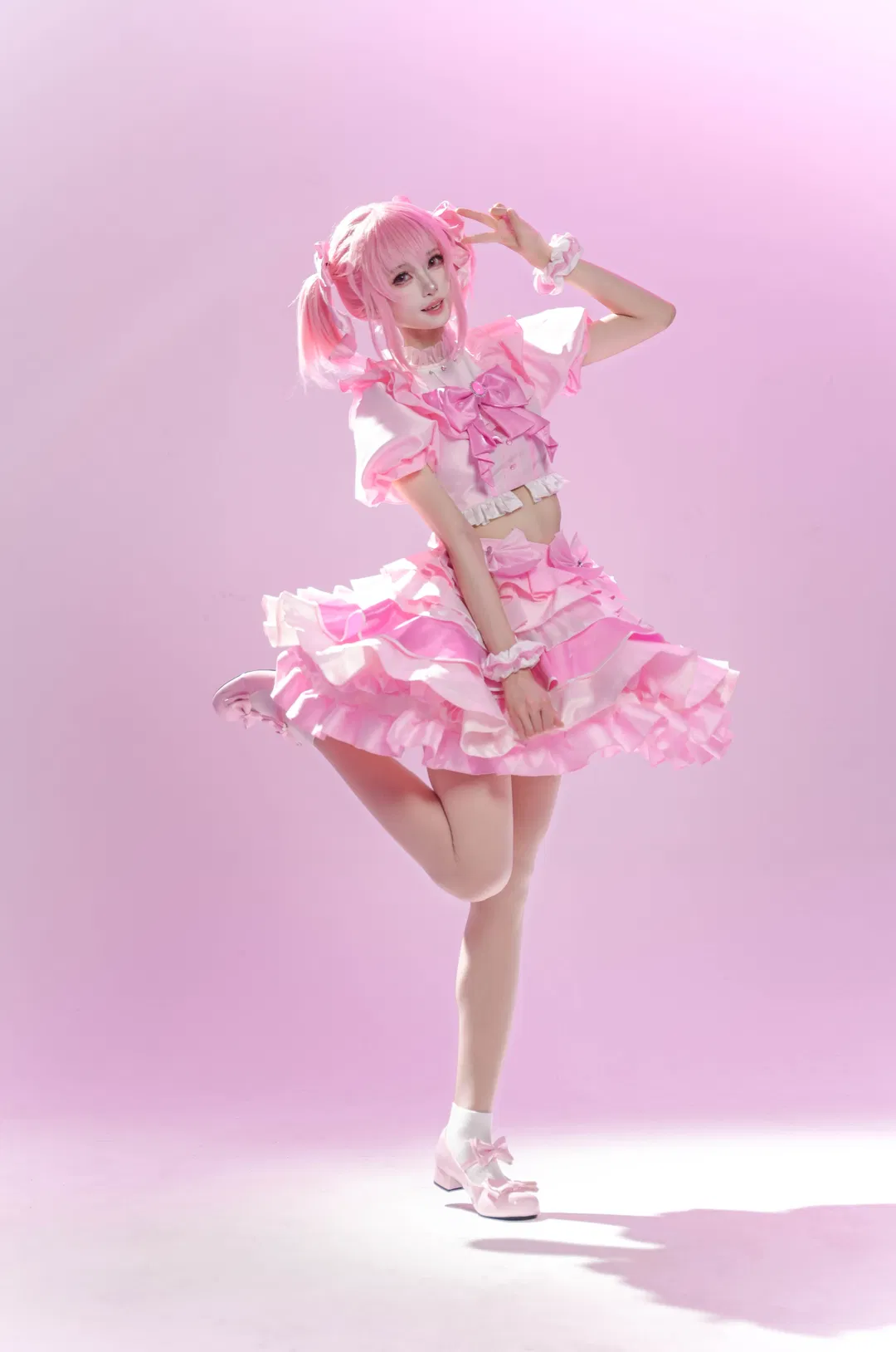 【鹿目圆cos】魔法少女小圆打歌服，超完整的活力动态动作参考 - 第 2 张