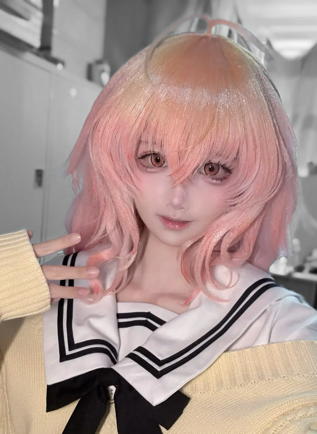 【向日葵cos】君与彼女与彼女之恋 粉色水手服的日常感 - 第 1 张