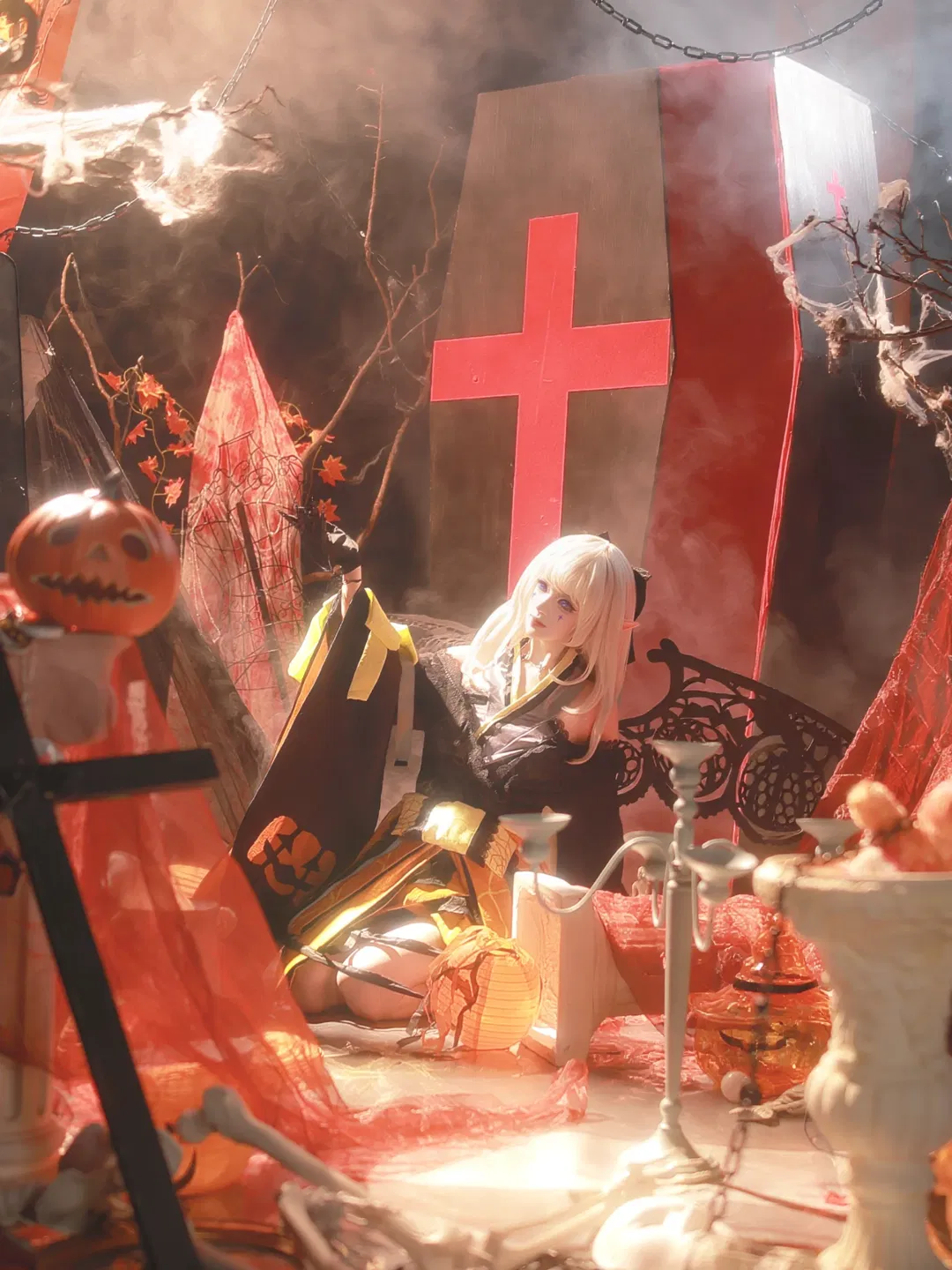 【吸血姬cos】阴阳师暗黑哥特风，血色十字架下的魅夜之影 - 第 1 张