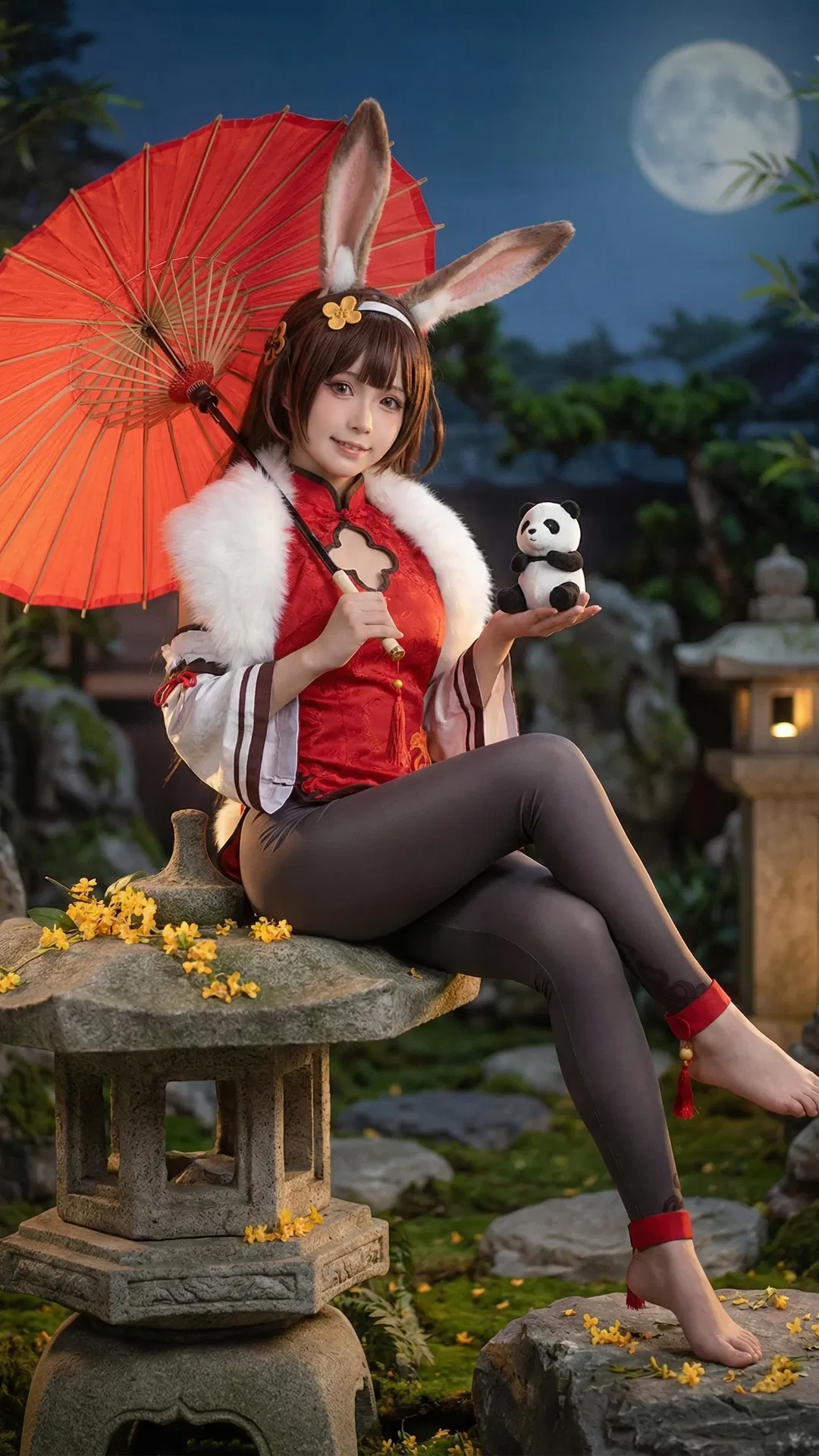 【平海cos】碧蓝航线兔女郎 月下庭院与红油纸伞 - 第 3 张