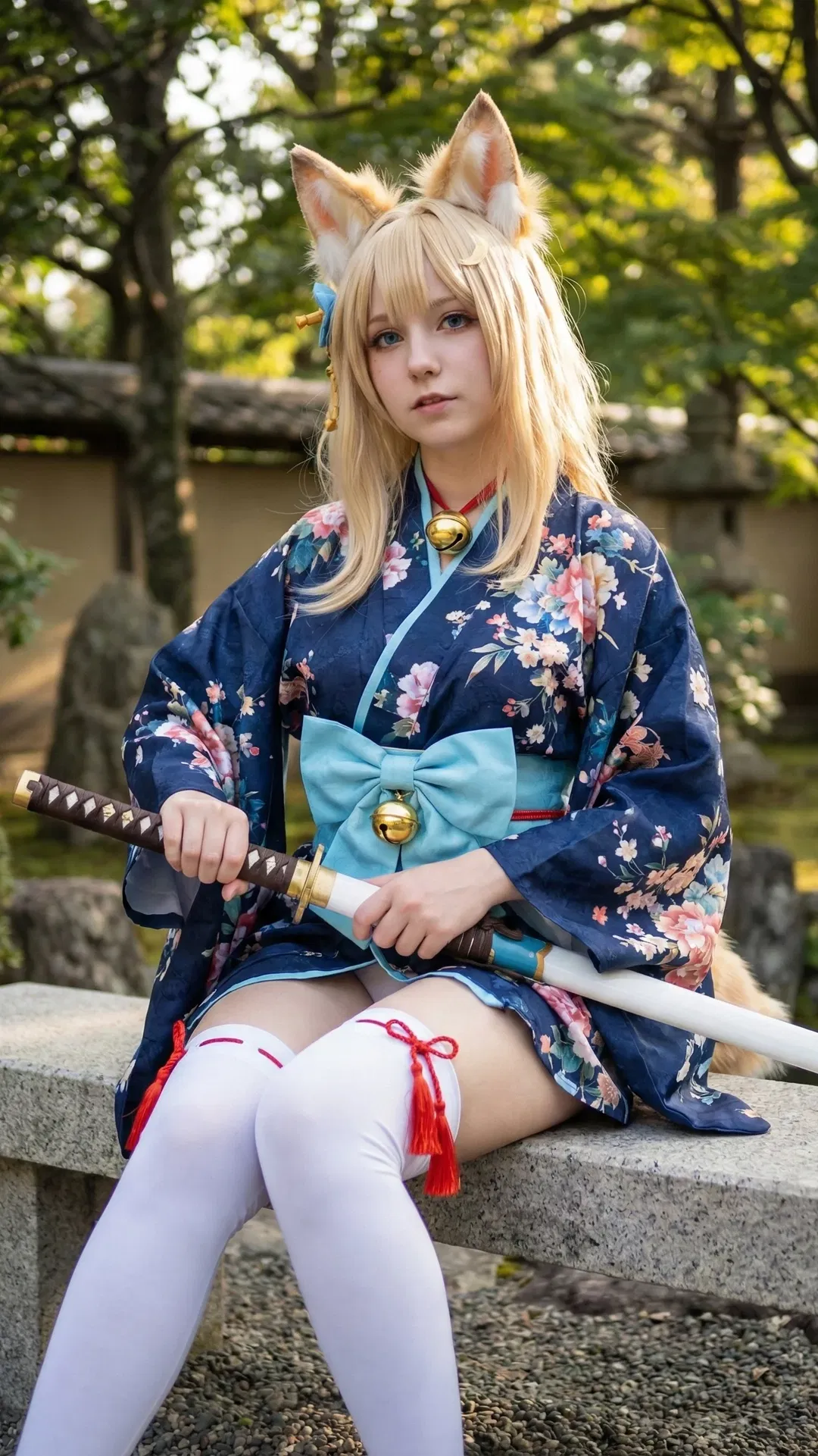 【新月cos】碧蓝航线的新月来啦，和风兽耳少女登场 - 第 2 张