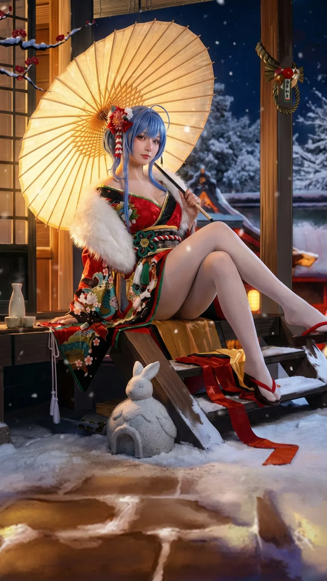 圣路易斯cos 制服白丝与雪景和服的碰撞 - 第 8 张