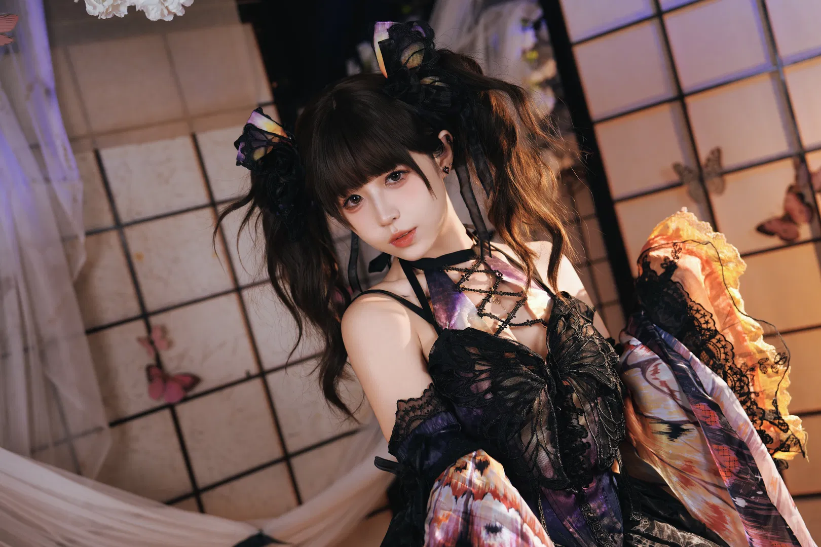 暗黑和风Lolita，大袖子和黑丝的神仙搭配 - 第 5 张
