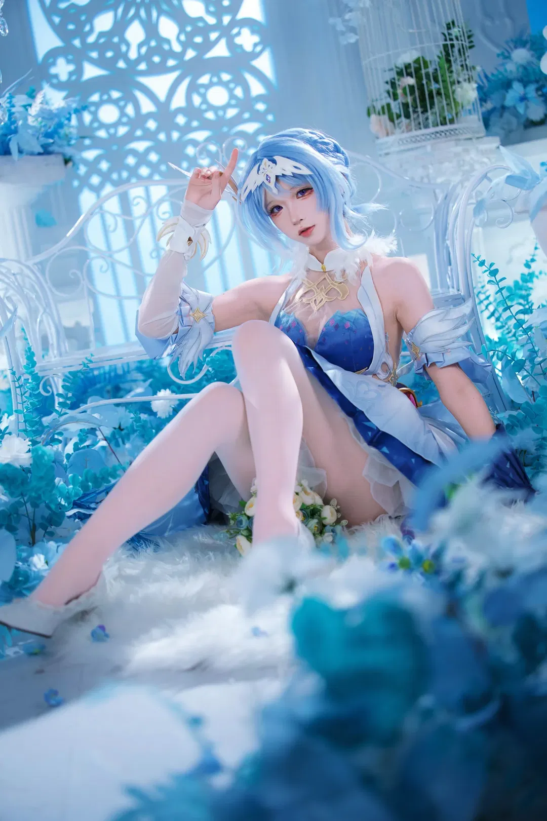 原神奧黛塔cos 藍白幻境裡的夢幻甜妹 - 第 1 張