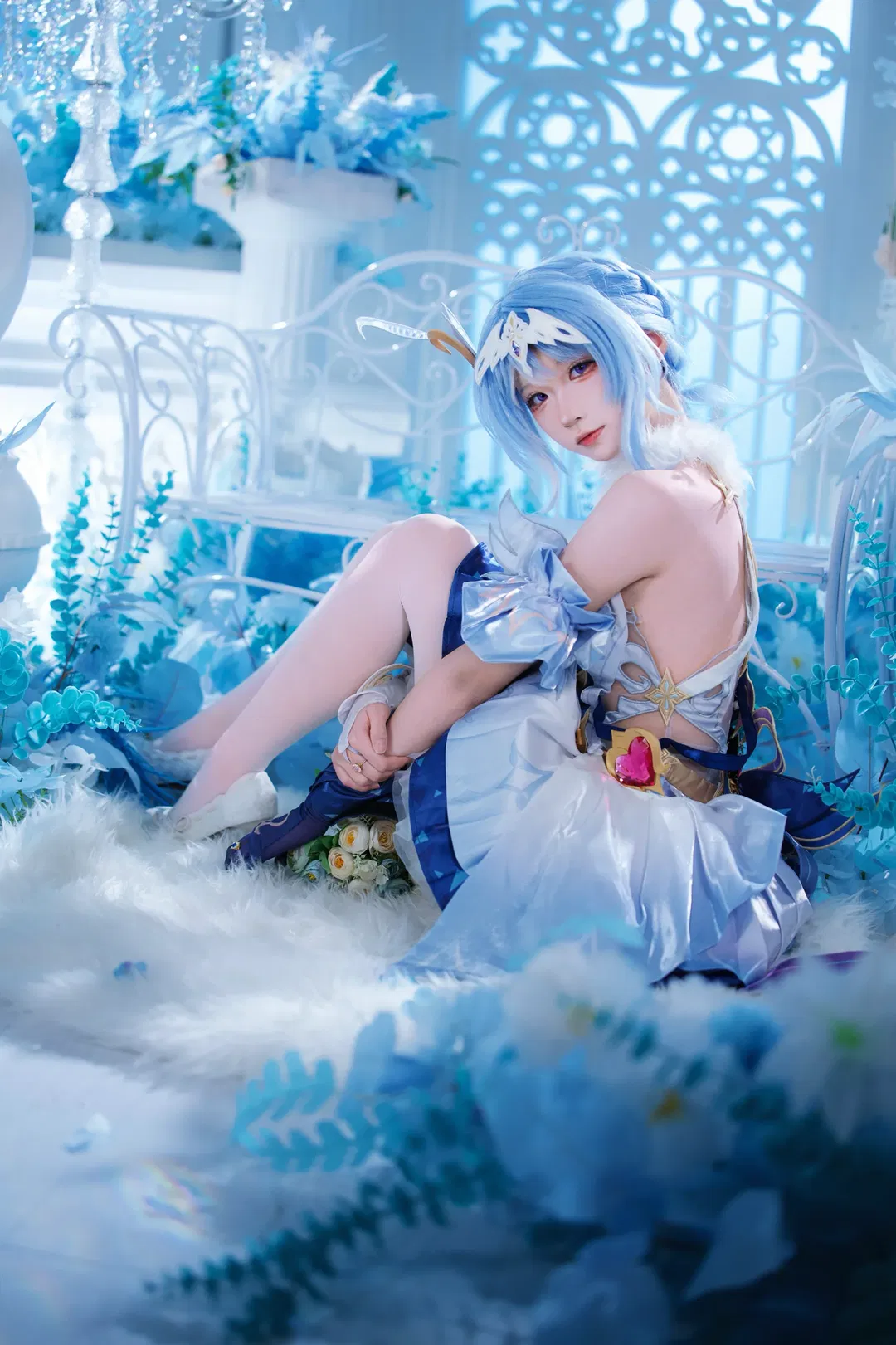 原神奧黛塔cos 藍白幻境裡的夢幻甜妹 - 第 5 張