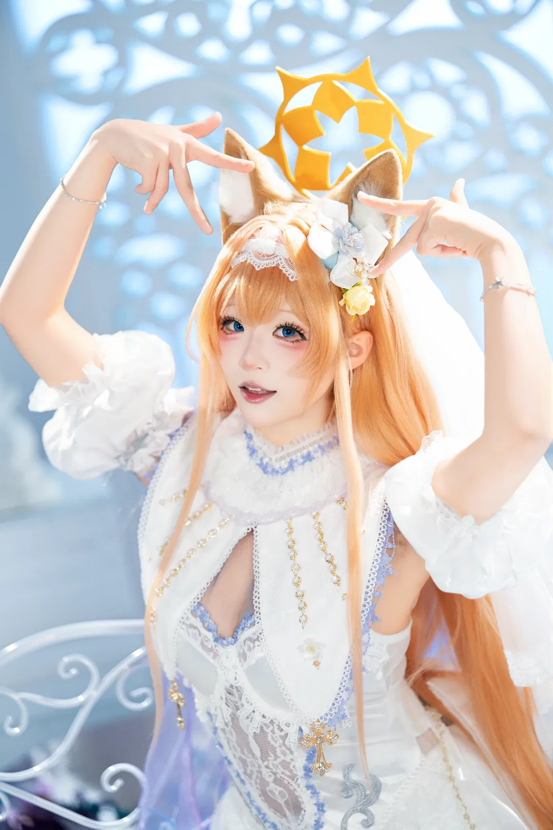 【瑪麗cos】蔚藍檔案純白誓約花嫁，光影下的白絲與鏤空設計 - 第 3 張