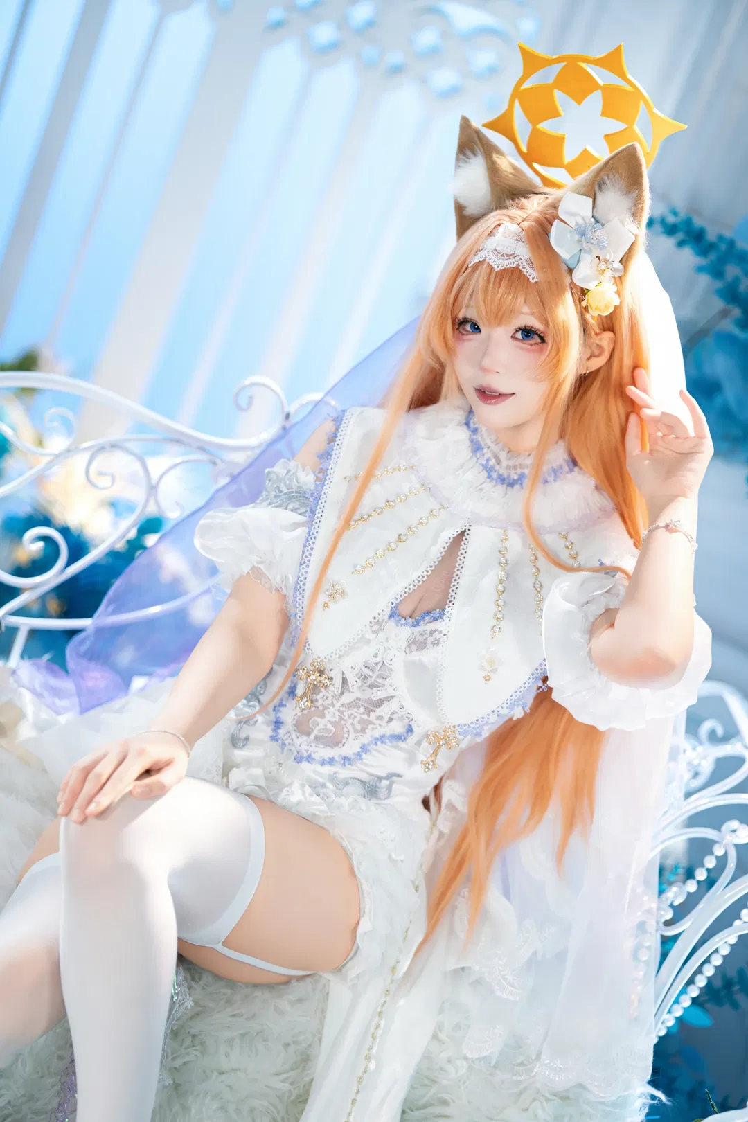 【瑪麗cos】蔚藍檔案純白誓約花嫁，光影下的白絲與鏤空設計 - 第 6 張